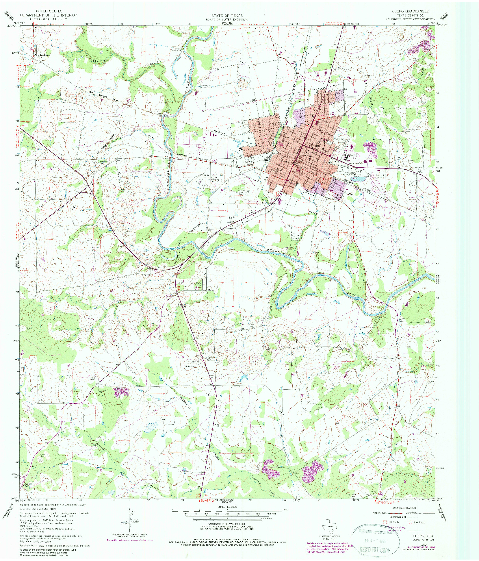 USGS 1:24000-SCALE QUADRANGLE FOR CUERO, TX 1960