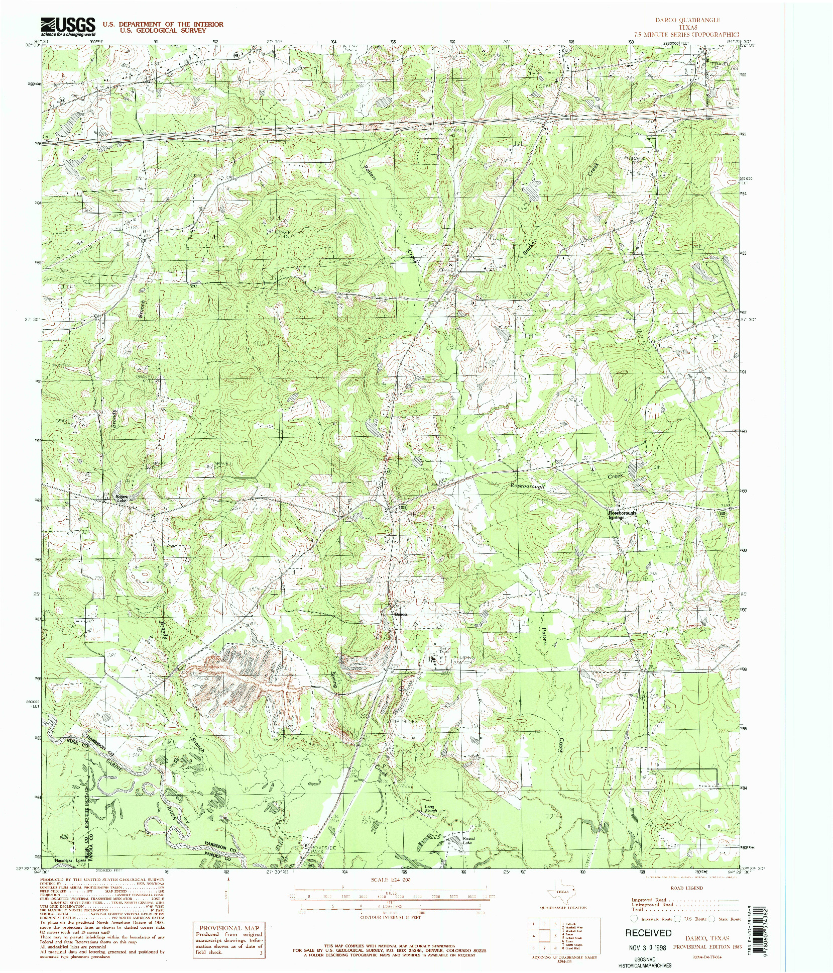 USGS 1:24000-SCALE QUADRANGLE FOR DARCO, TX 1983