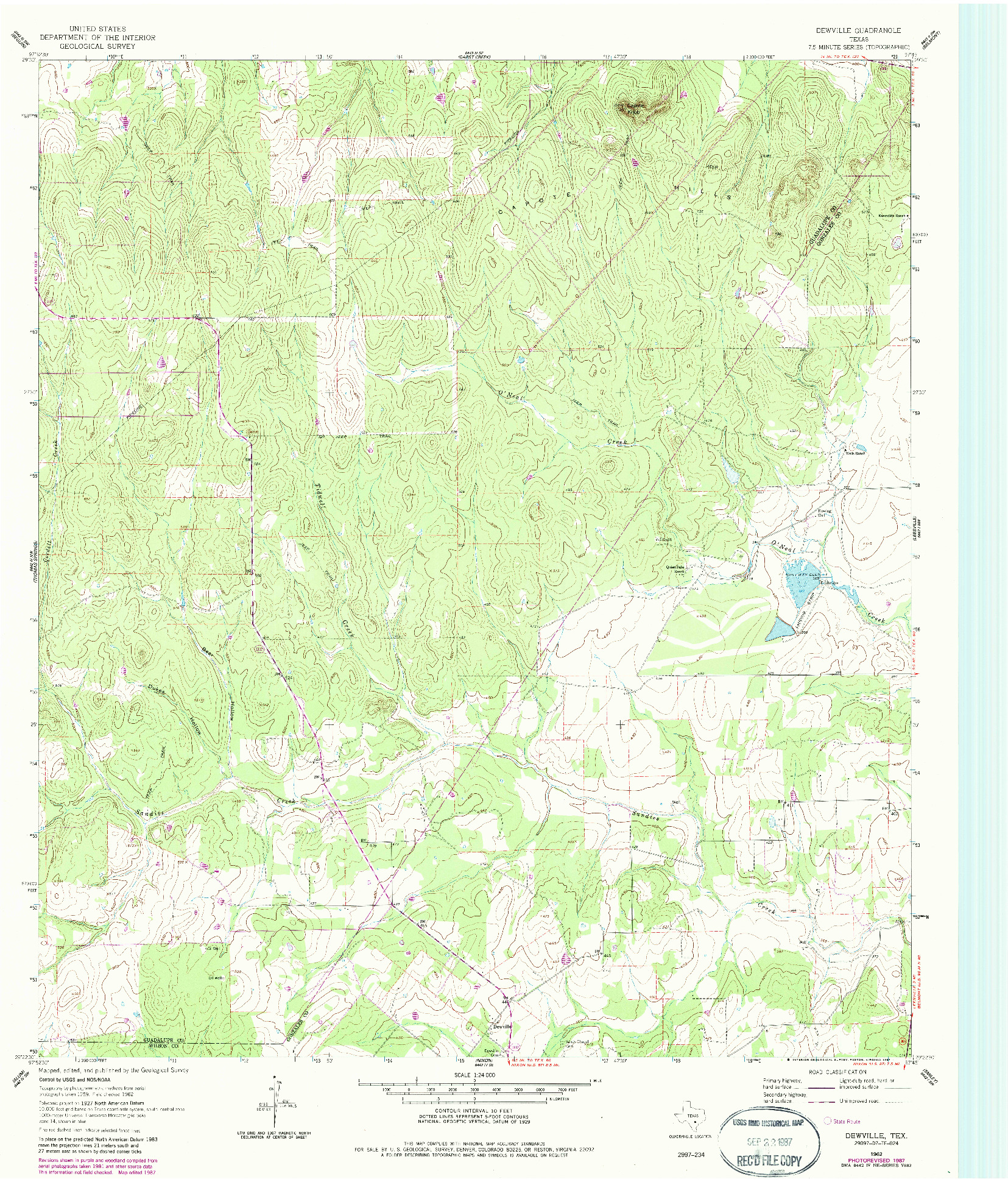 USGS 1:24000-SCALE QUADRANGLE FOR DEWVILLE, TX 1962