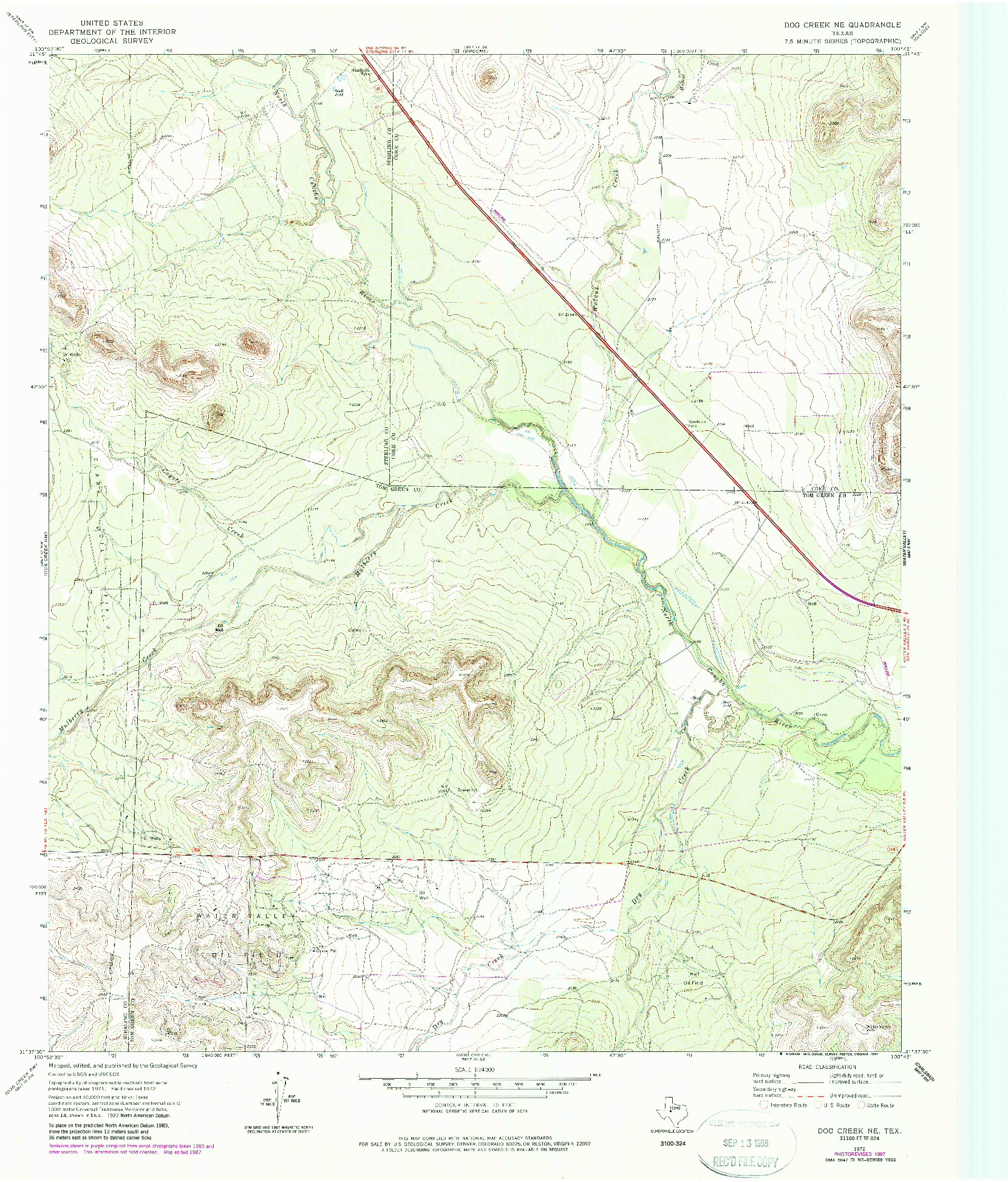 USGS 1:24000-SCALE QUADRANGLE FOR DOG CREEK NE, TX 1972