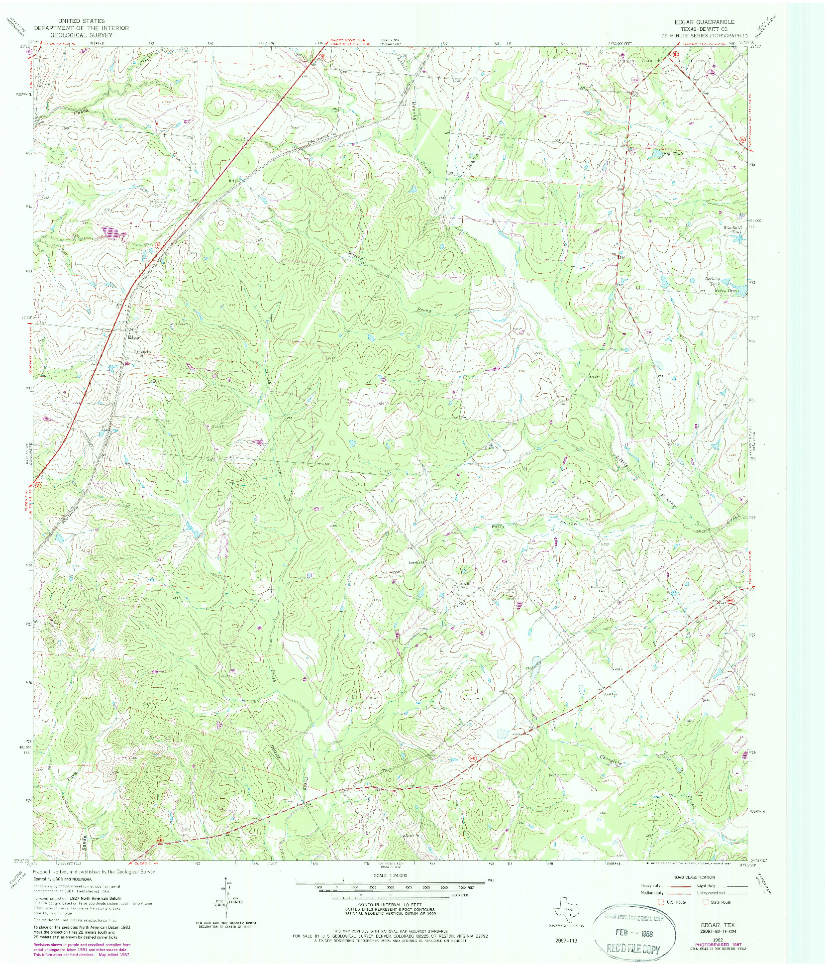 USGS 1:24000-SCALE QUADRANGLE FOR EDGAR, TX 1962