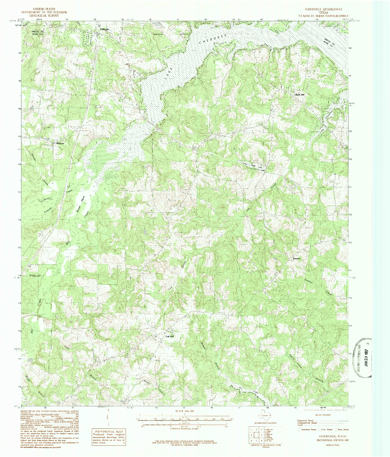 USGS 1:24000-SCALE QUADRANGLE FOR ELDERVILLE, TX 1983