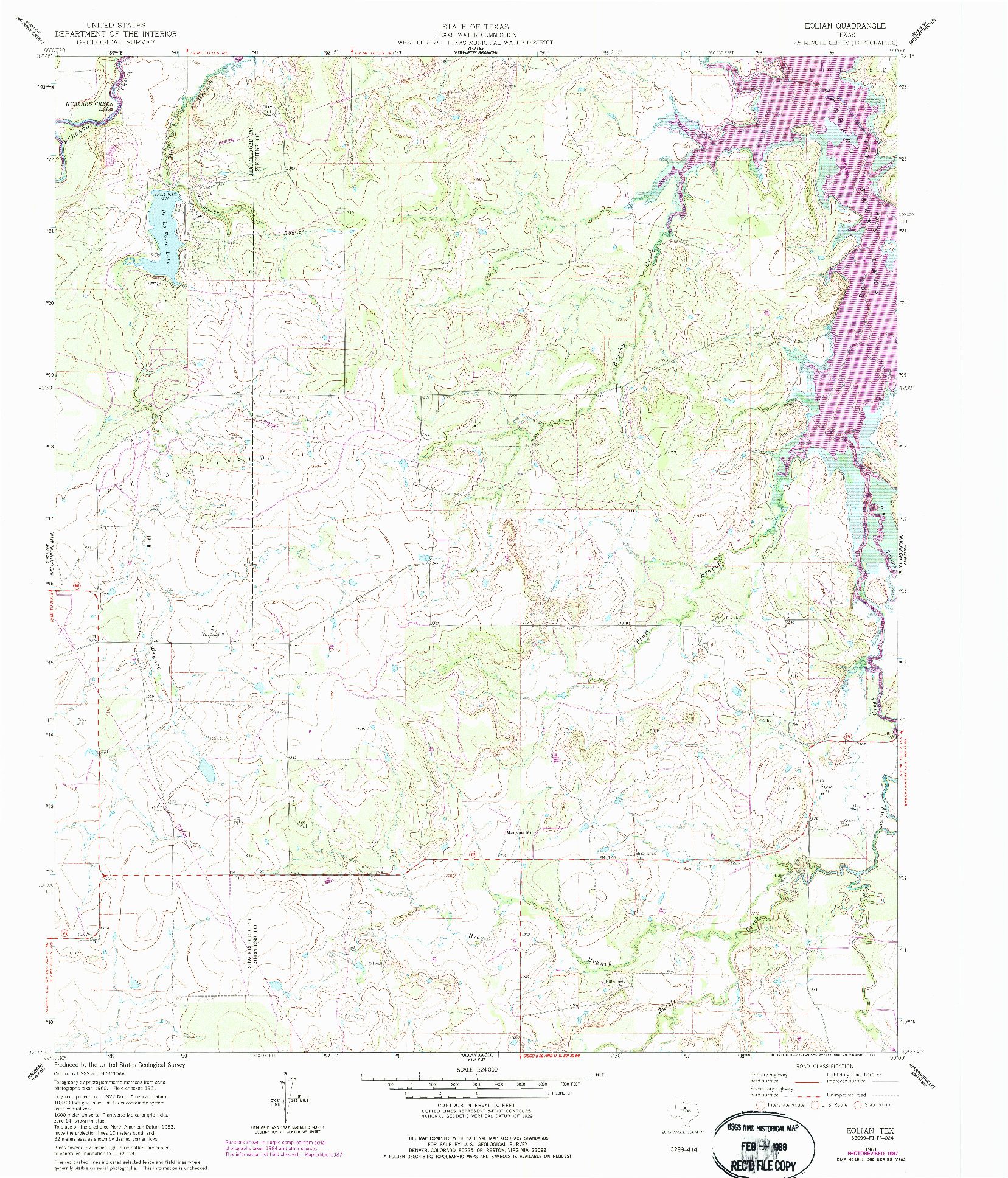 USGS 1:24000-SCALE QUADRANGLE FOR EOLIAN, TX 1961