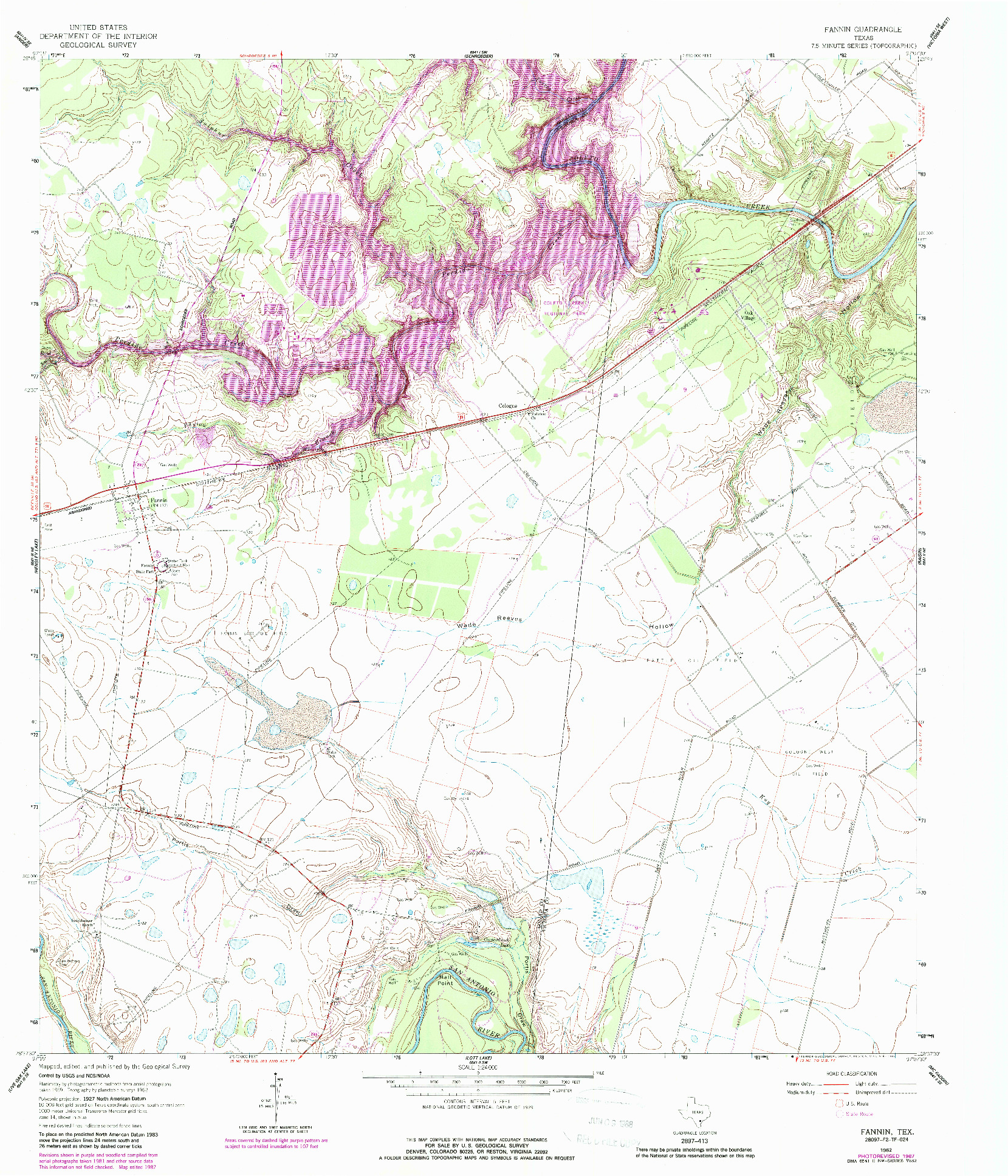 USGS 1:24000-SCALE QUADRANGLE FOR FANNIN, TX 1962
