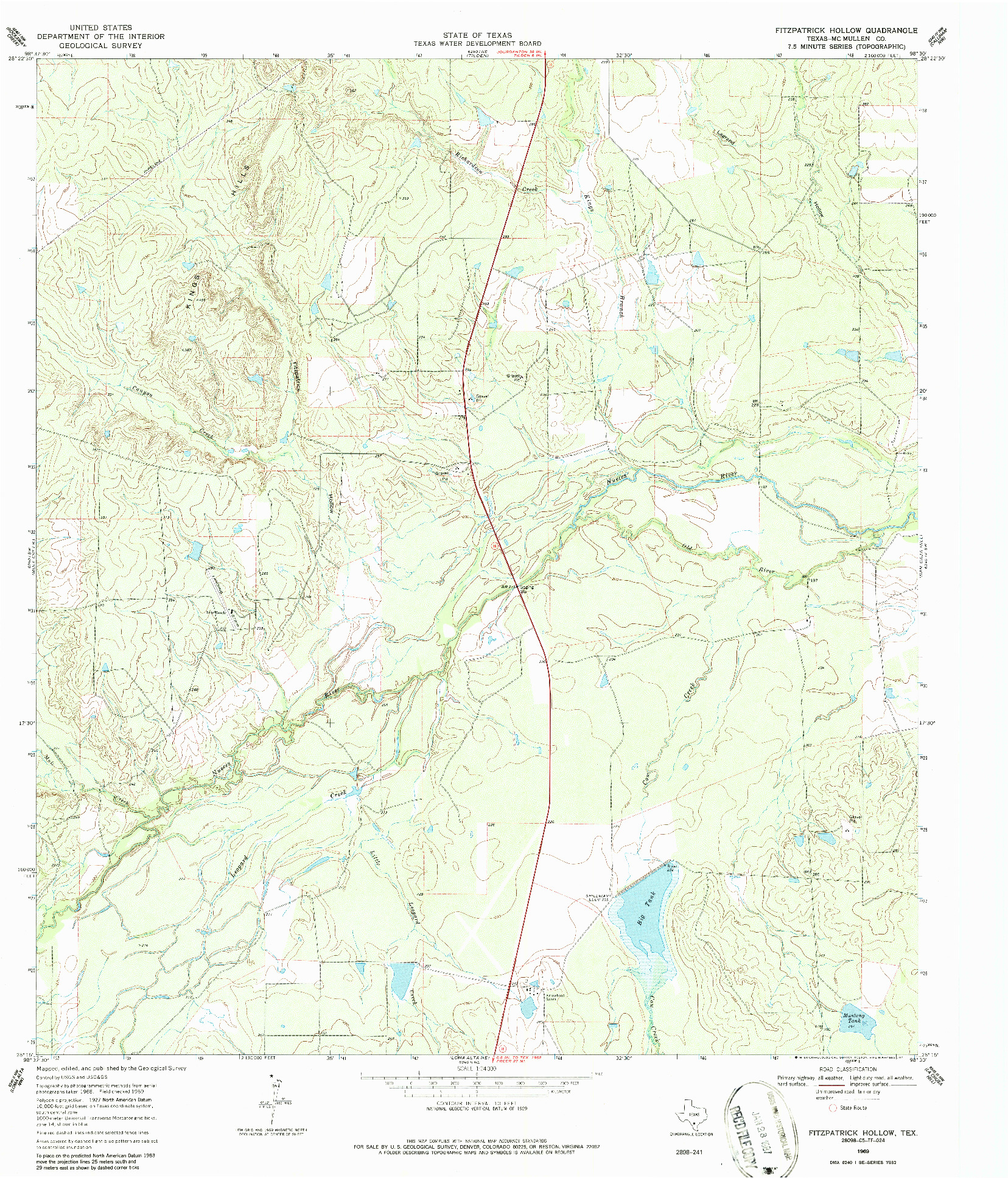 USGS 1:24000-SCALE QUADRANGLE FOR FITZPATRICK HOLLOW, TX 1969