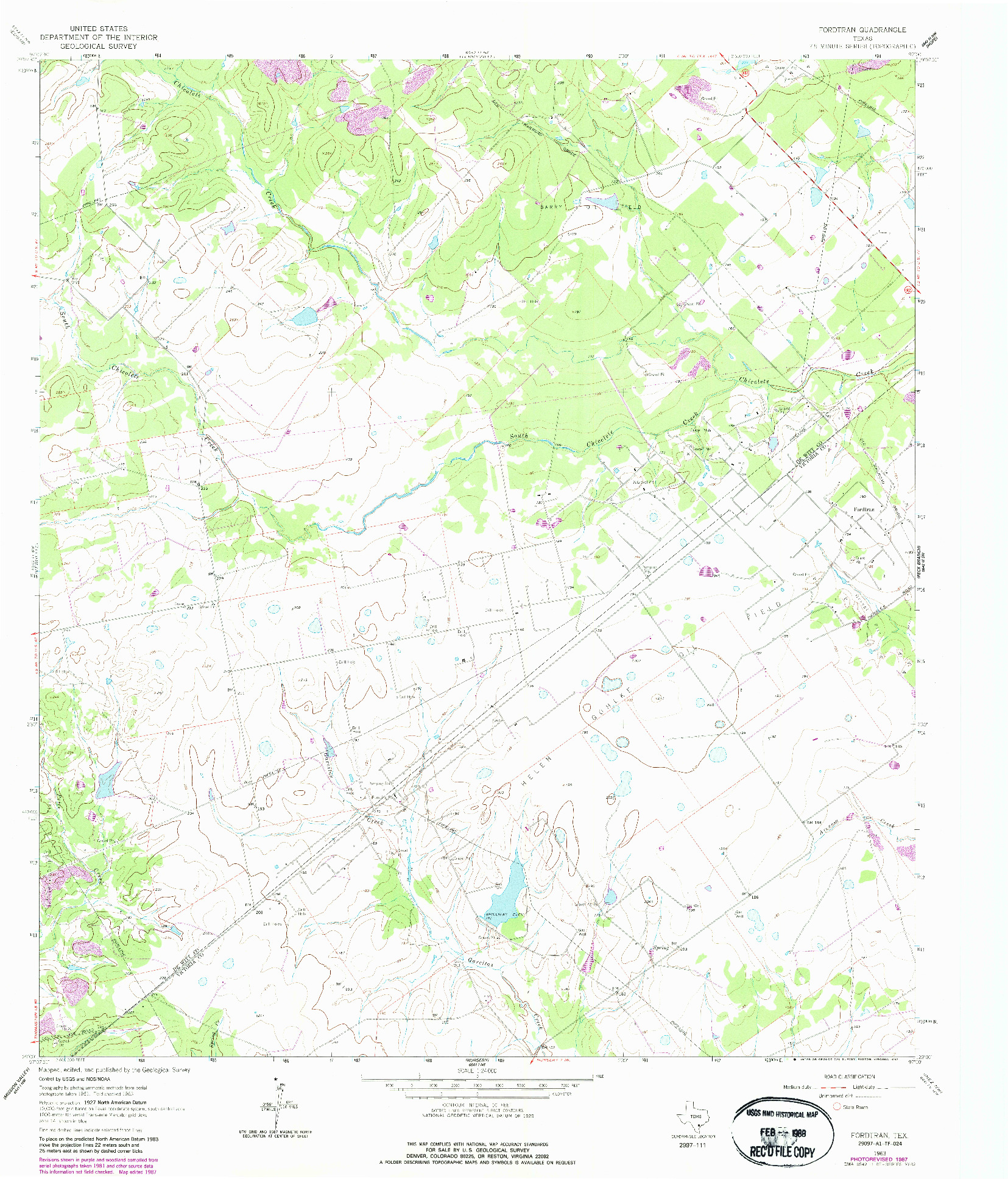 USGS 1:24000-SCALE QUADRANGLE FOR FORDTRAN, TX 1963