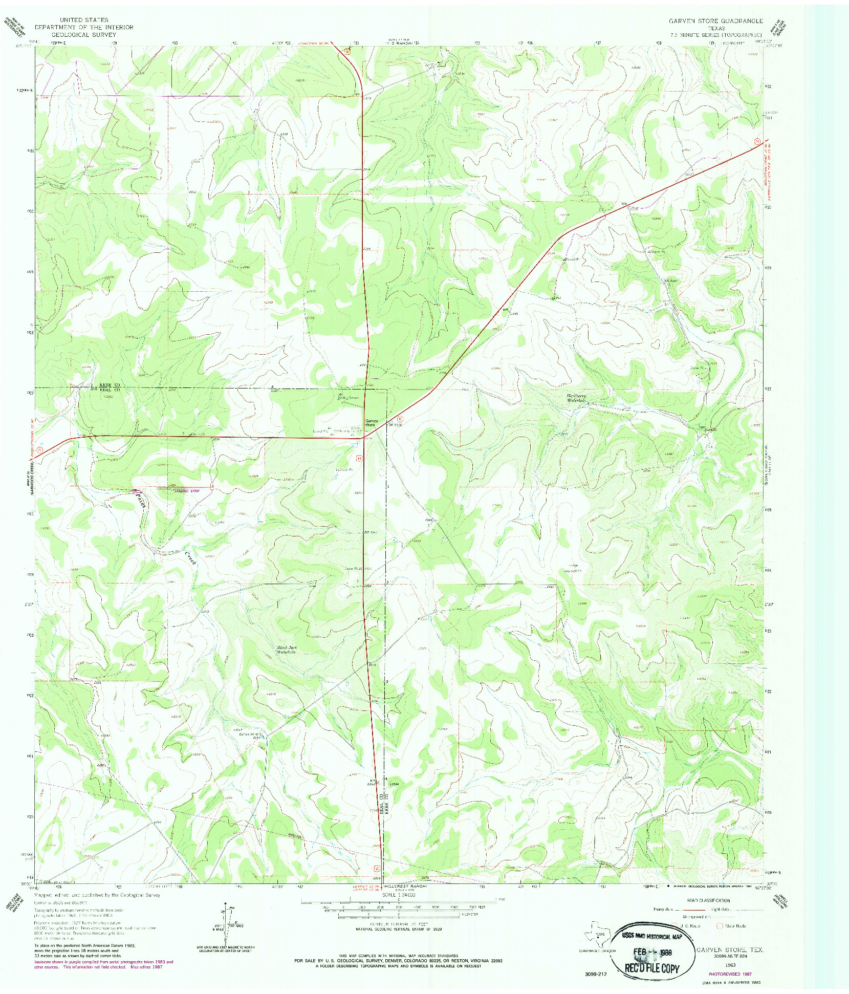 USGS 1:24000-SCALE QUADRANGLE FOR GARVEN STORE, TX 1963