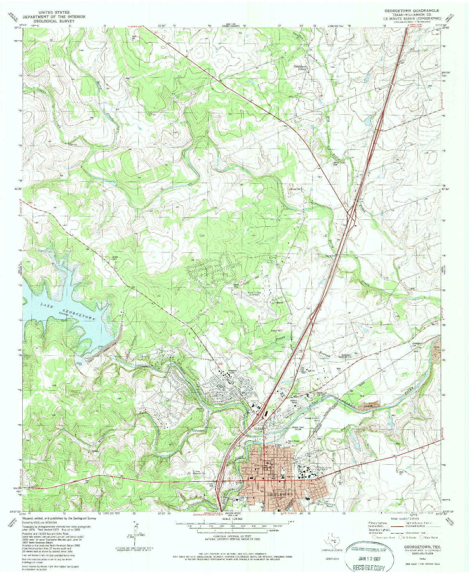 USGS 1:24000-SCALE QUADRANGLE FOR GEORGETOWN, TX 1982