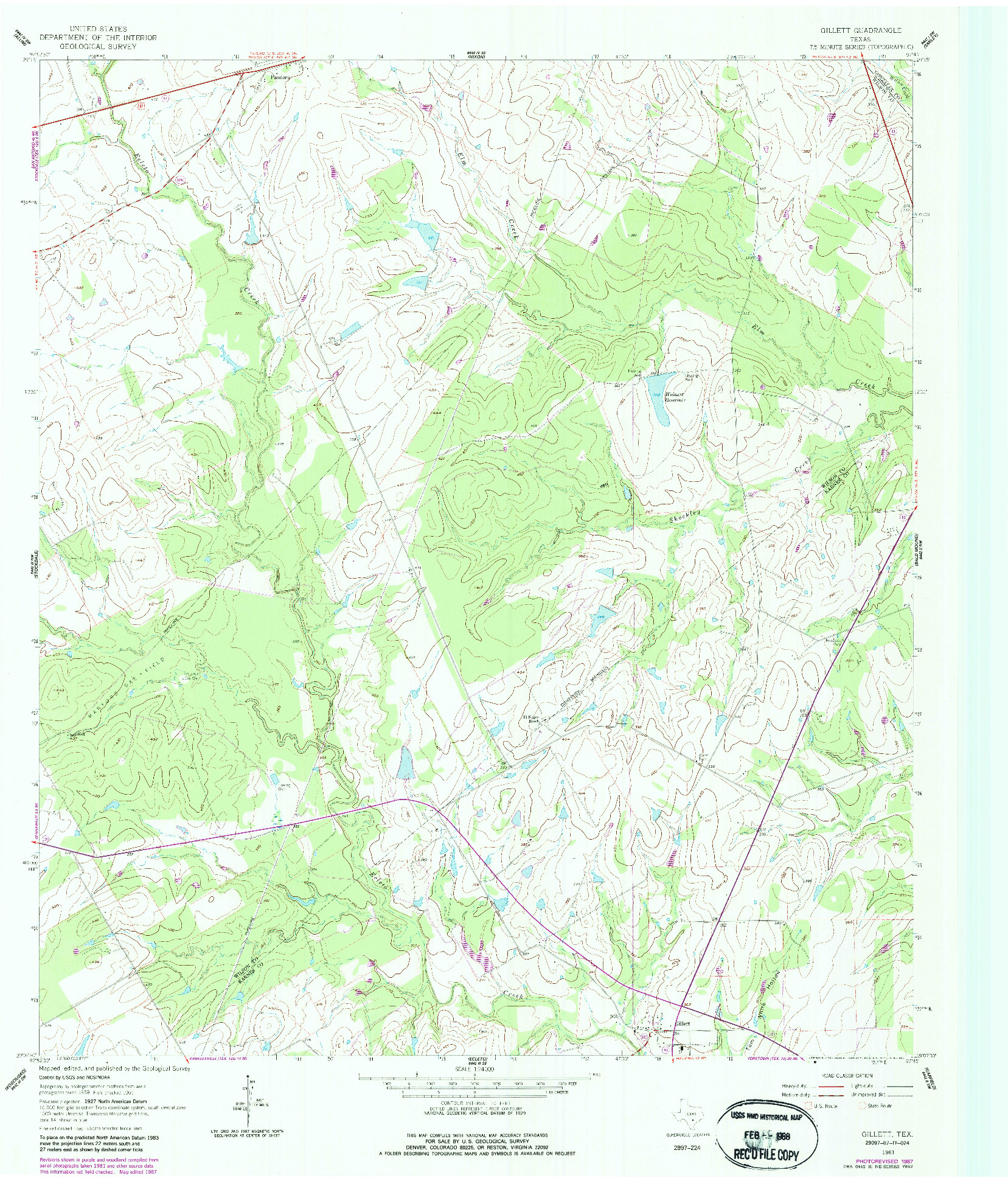 USGS 1:24000-SCALE QUADRANGLE FOR GILLETT, TX 1961