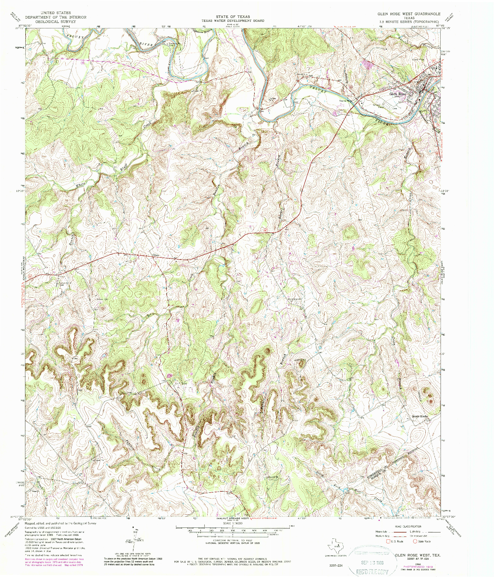 USGS 1:24000-SCALE QUADRANGLE FOR GLEN ROSE WEST, TX 1966