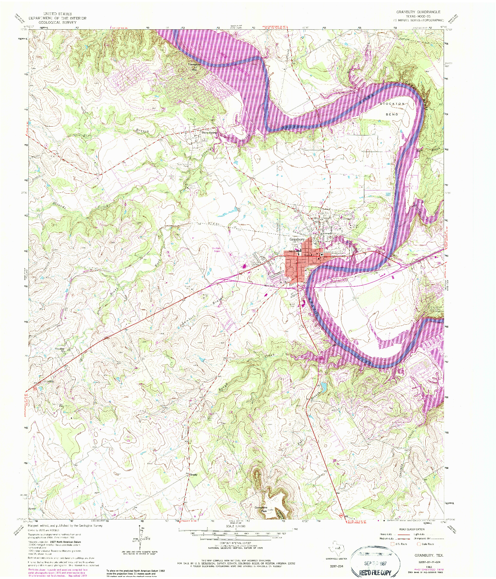 USGS 1:24000-SCALE QUADRANGLE FOR GRANBURY, TX 1961