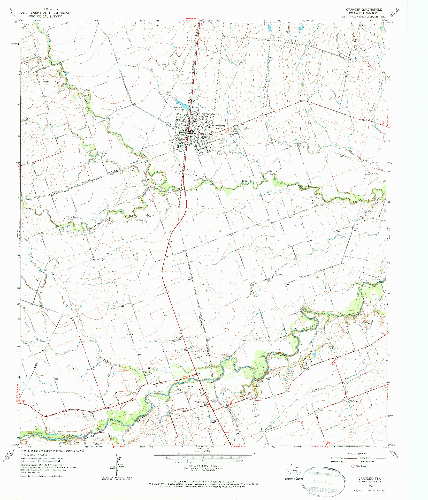 USGS 1:24000-SCALE QUADRANGLE FOR GRANGER, TX 1964