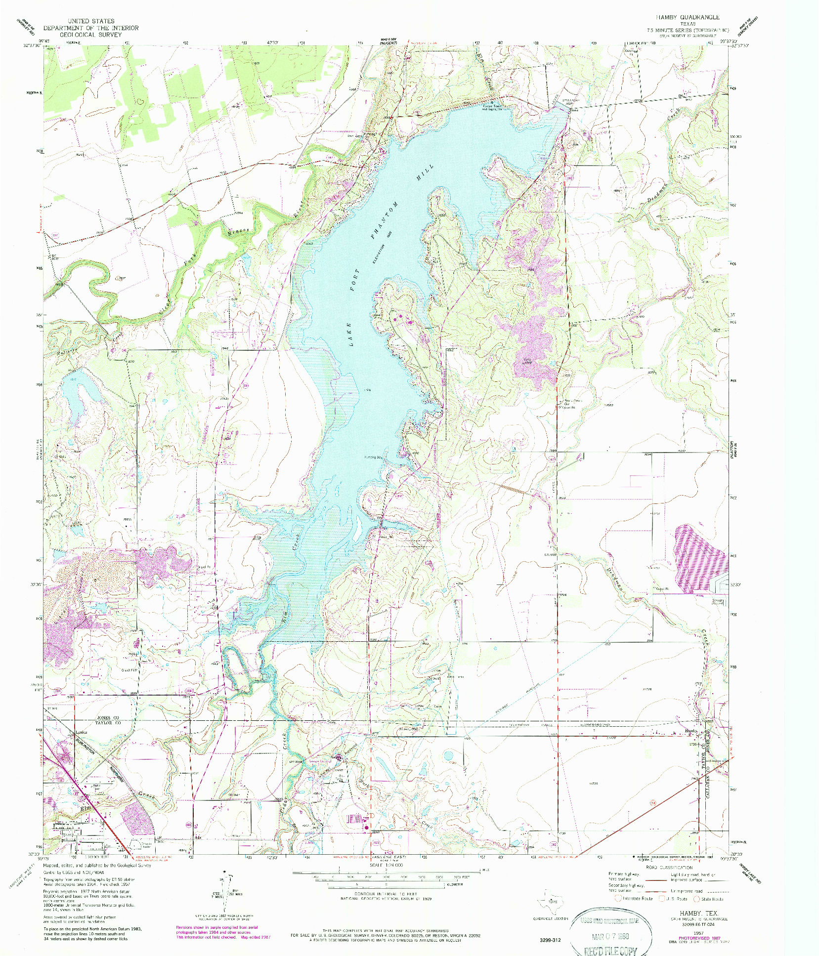 USGS 1:24000-SCALE QUADRANGLE FOR HAMBY, TX 1957