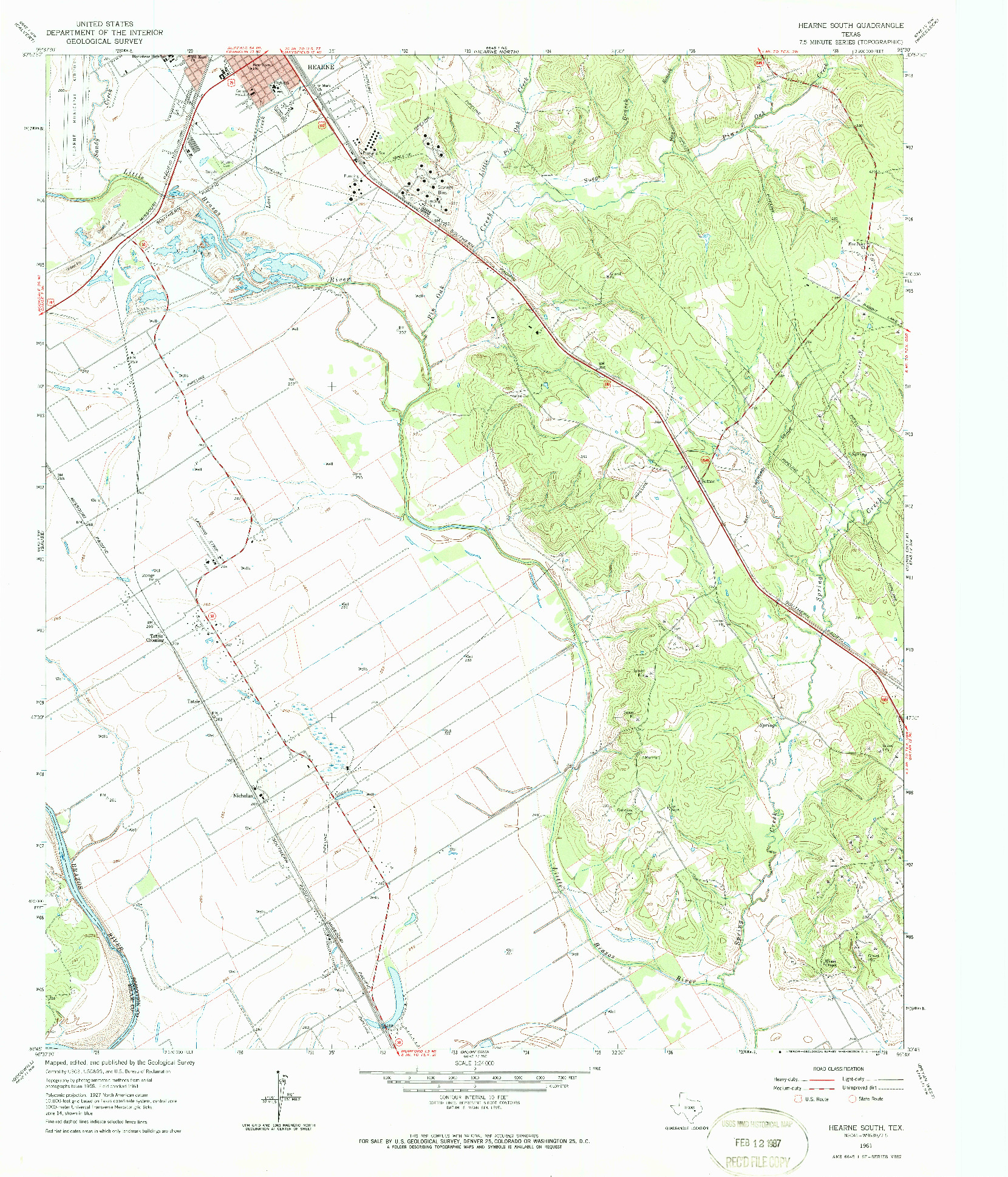 USGS 1:24000-SCALE QUADRANGLE FOR HEARNE SOUTH, TX 1961