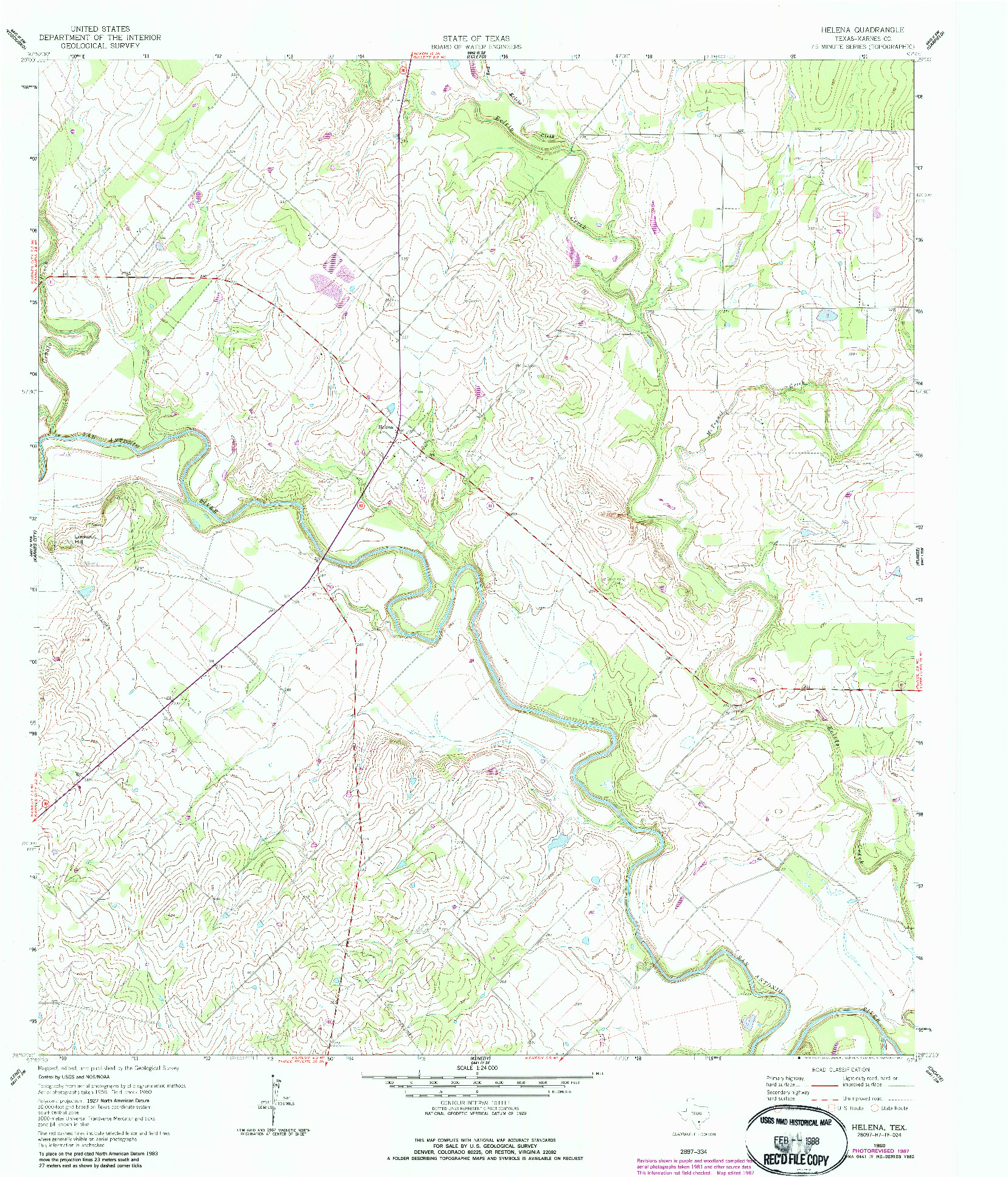 USGS 1:24000-SCALE QUADRANGLE FOR HELENA, TX 1960