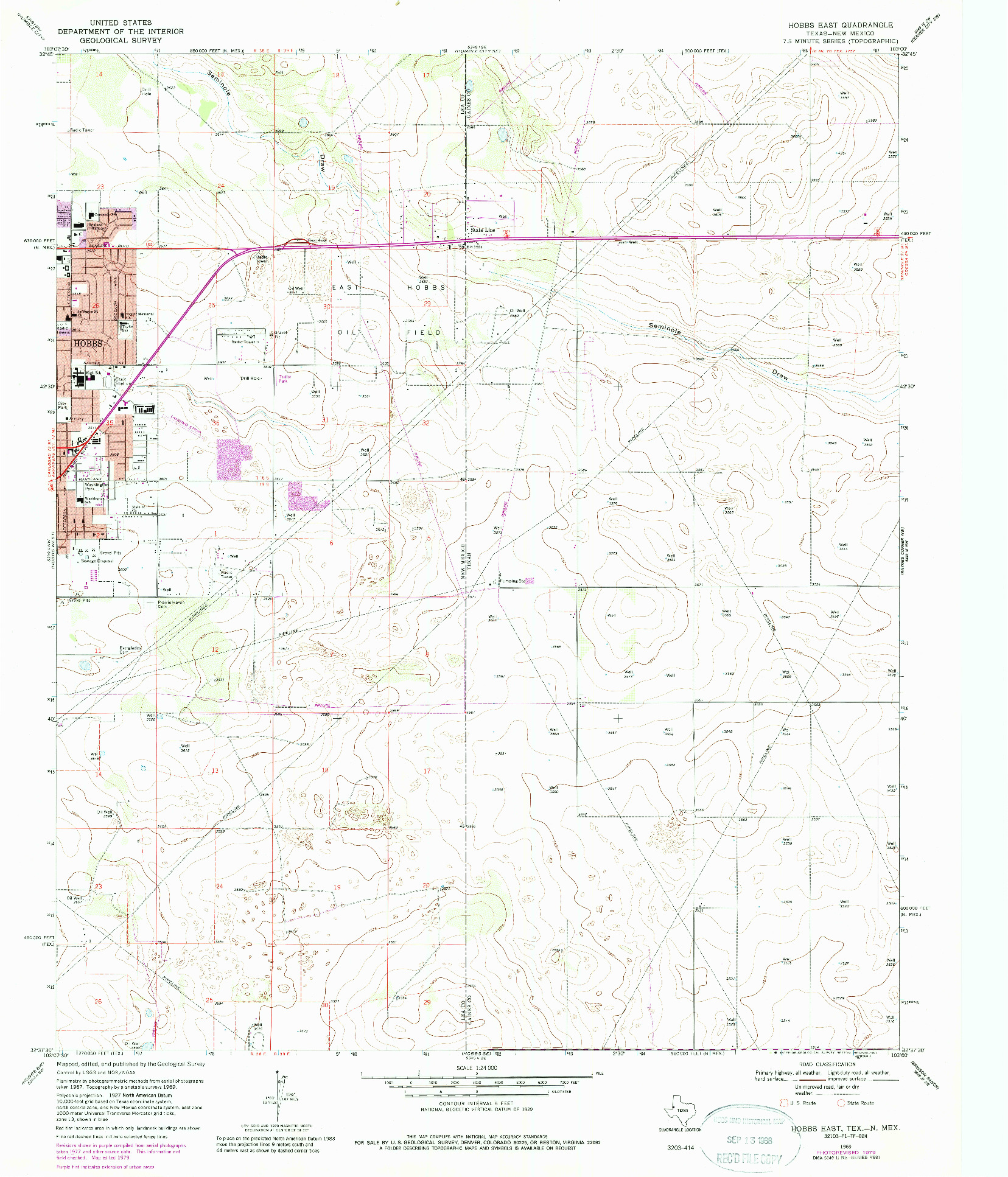 USGS 1:24000-SCALE QUADRANGLE FOR HOBBS EAST, TX 1969