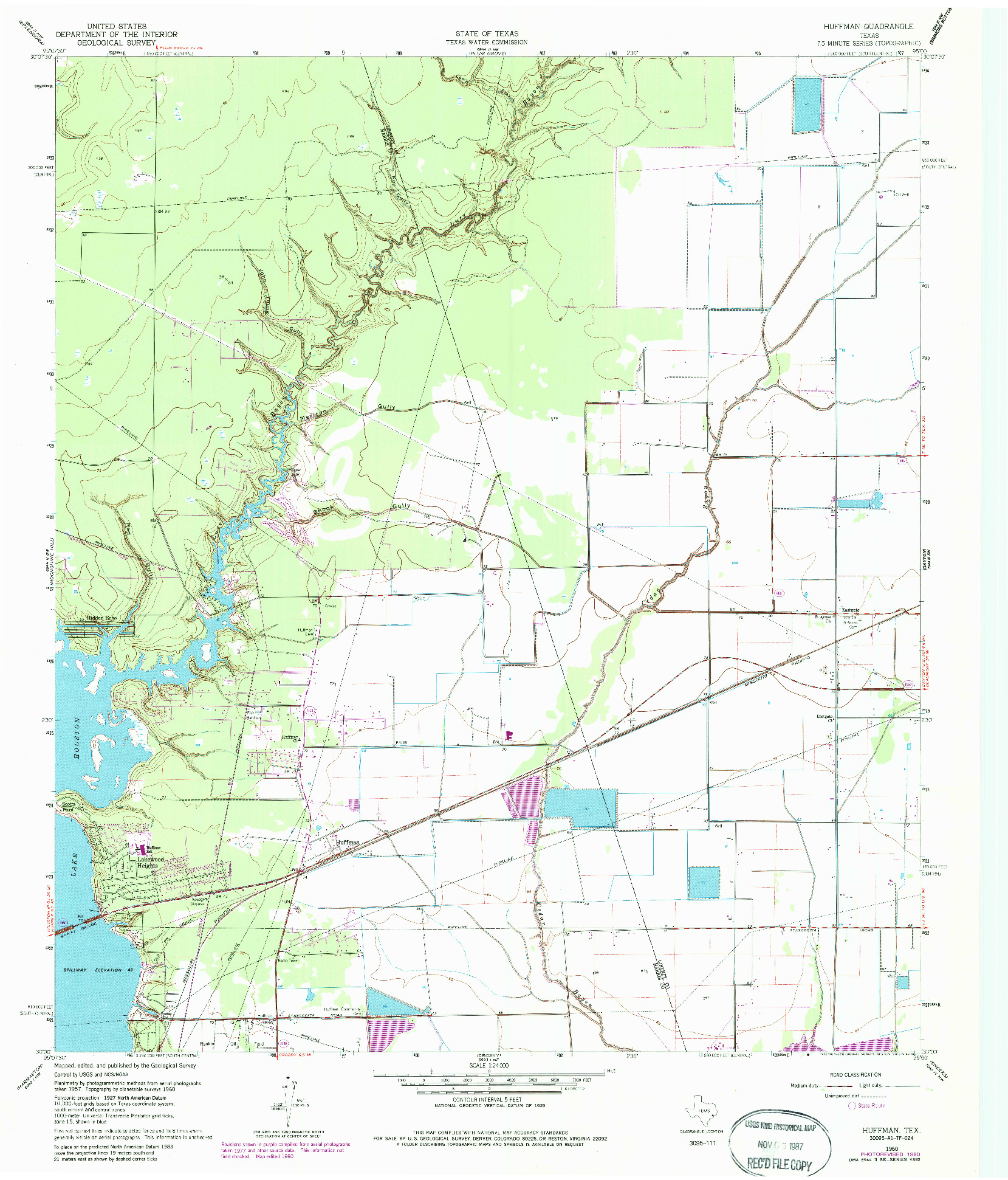 USGS 1:24000-SCALE QUADRANGLE FOR HUFFMAN, TX 1960