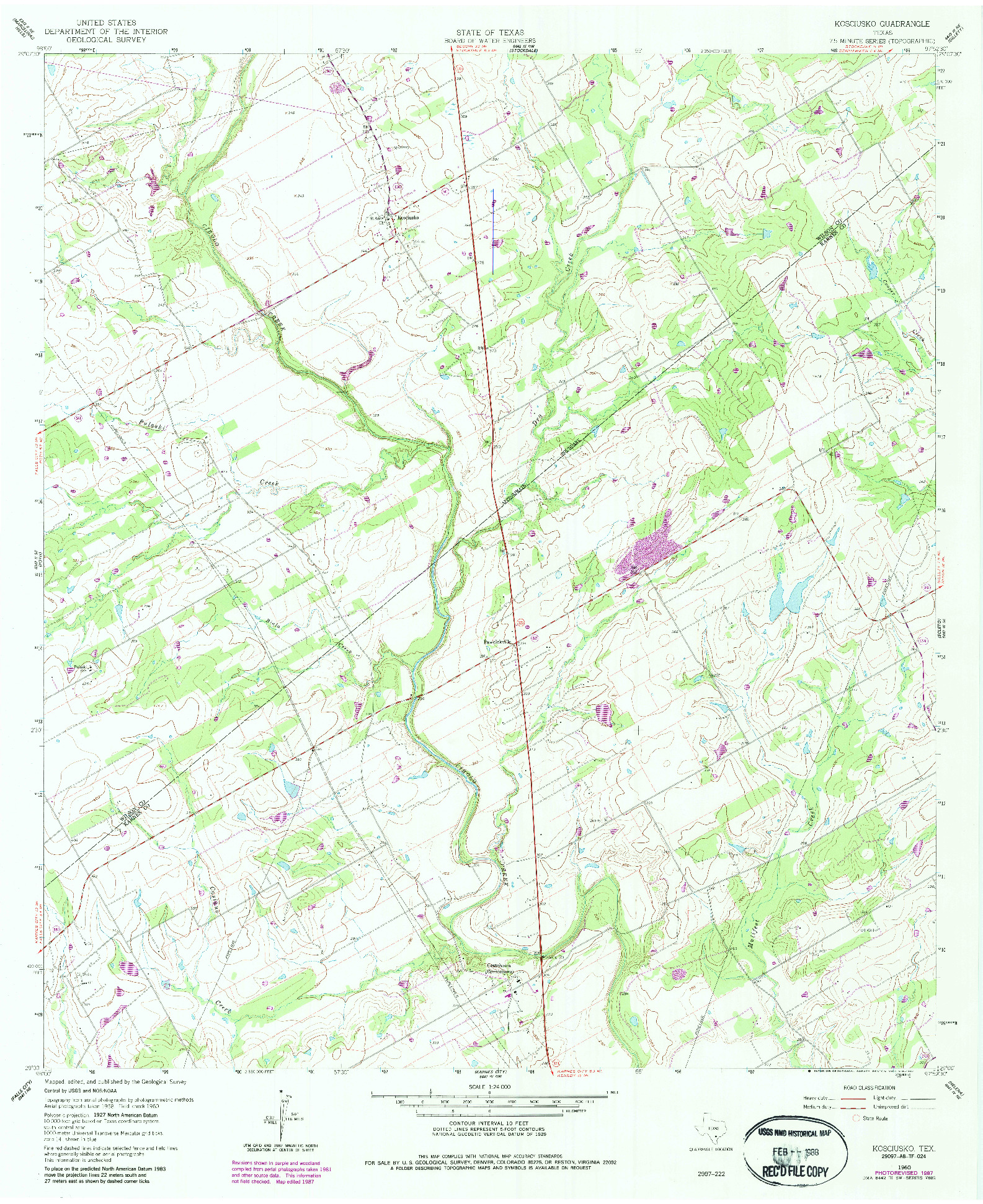 USGS 1:24000-SCALE QUADRANGLE FOR KOSCIUSKO, TX 1960