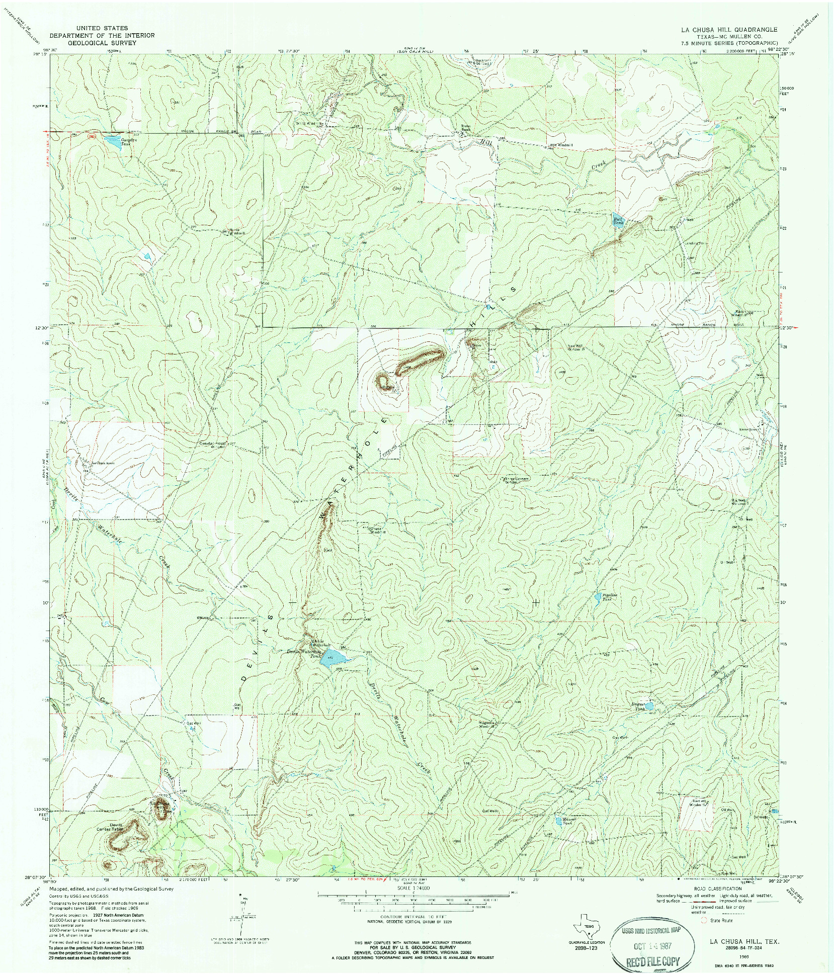 USGS 1:24000-SCALE QUADRANGLE FOR LA CHUSA HILL, TX 1969