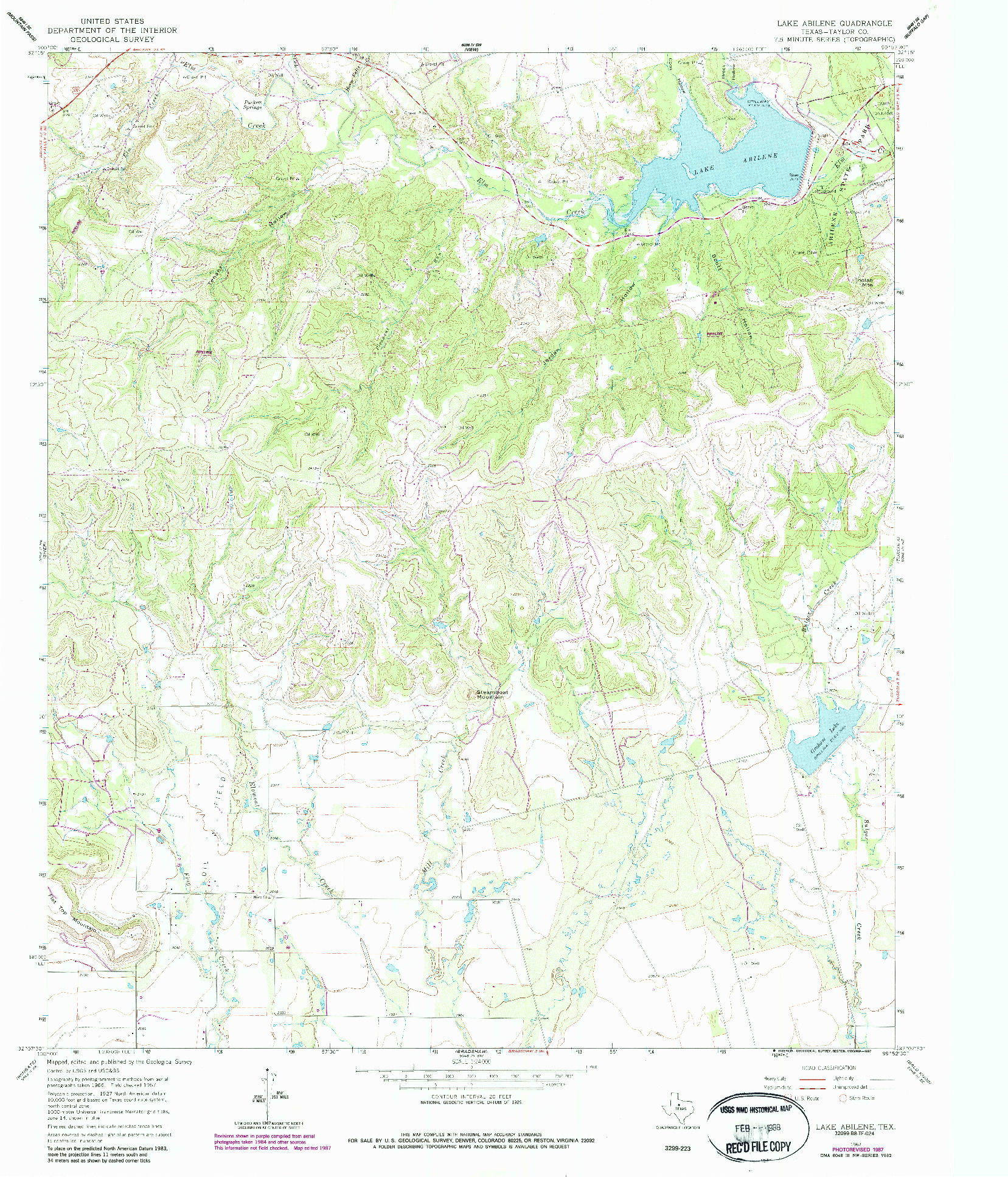 USGS 1:24000-SCALE QUADRANGLE FOR LAKE ABILENE, TX 1967
