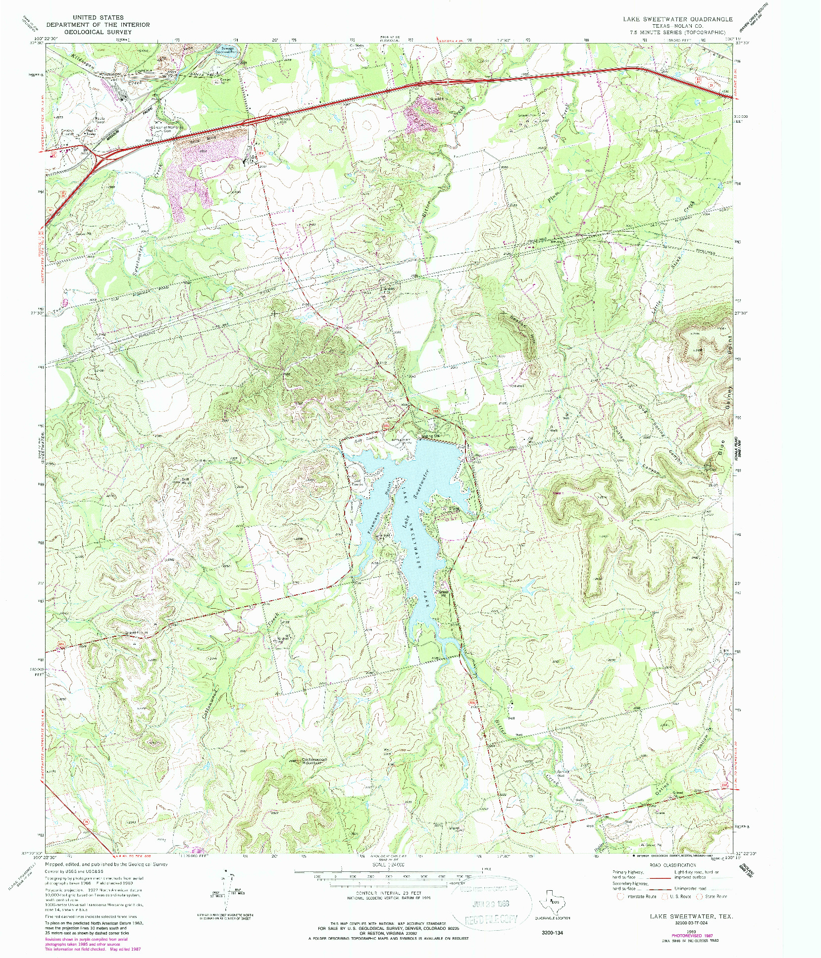 USGS 1:24000-SCALE QUADRANGLE FOR LAKE SWEETWATER, TX 1969