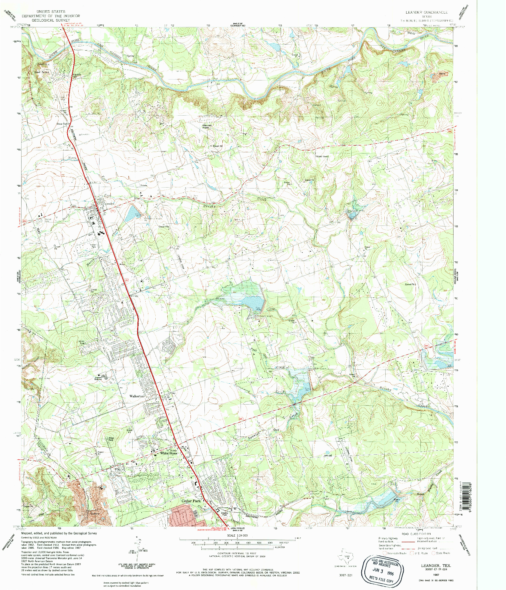 USGS 1:24000-SCALE QUADRANGLE FOR LEANDER, TX 1987