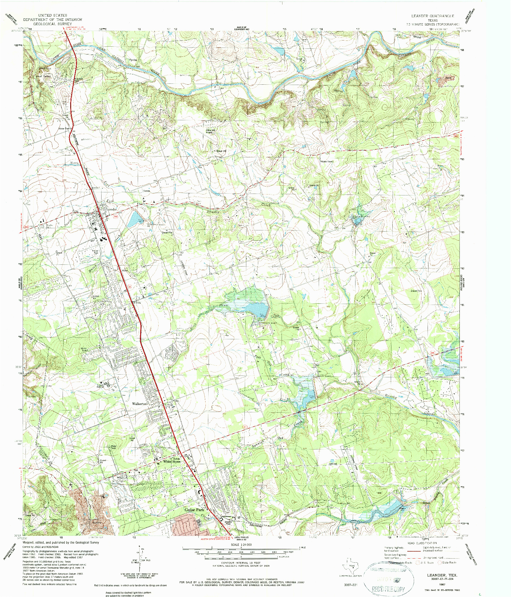 USGS 1:24000-SCALE QUADRANGLE FOR LEANDER, TX 1987