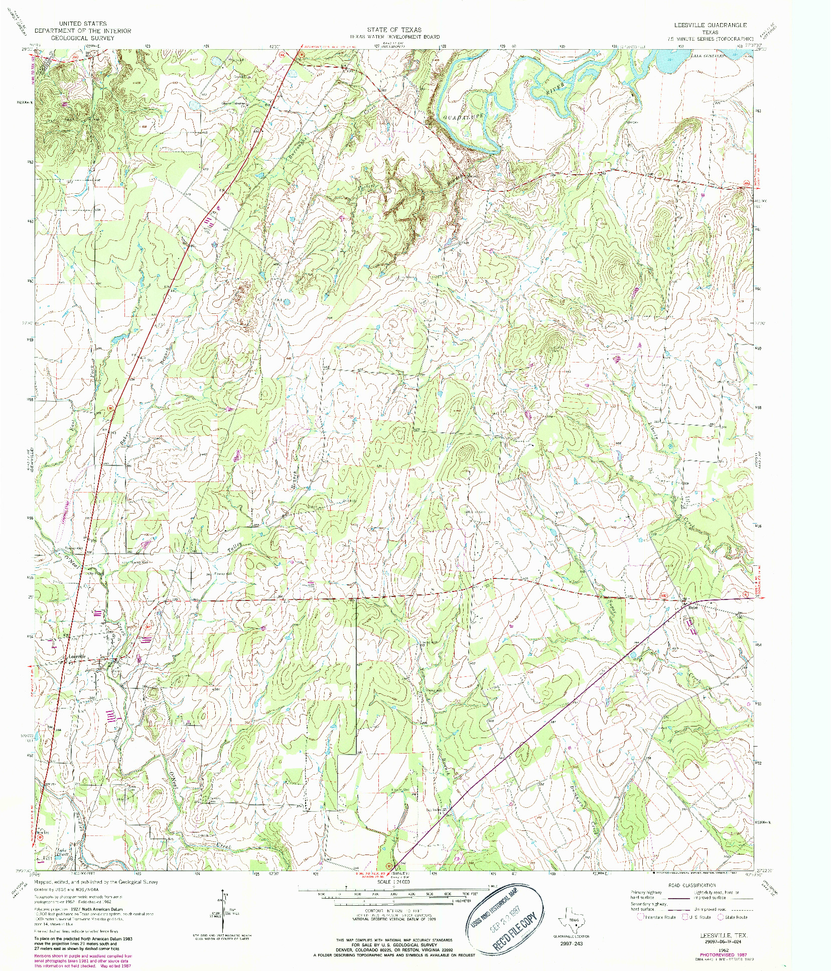 USGS 1:24000-SCALE QUADRANGLE FOR LEESVILLE, TX 1962