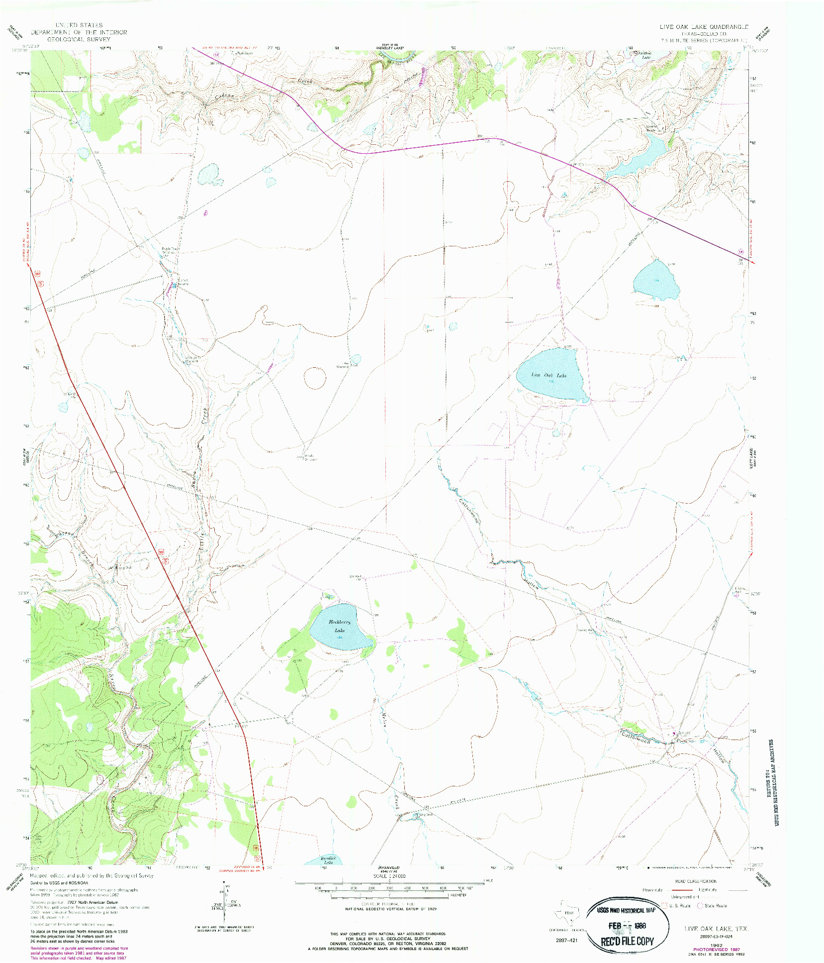 USGS 1:24000-SCALE QUADRANGLE FOR LIVE OAK LAKE, TX 1962