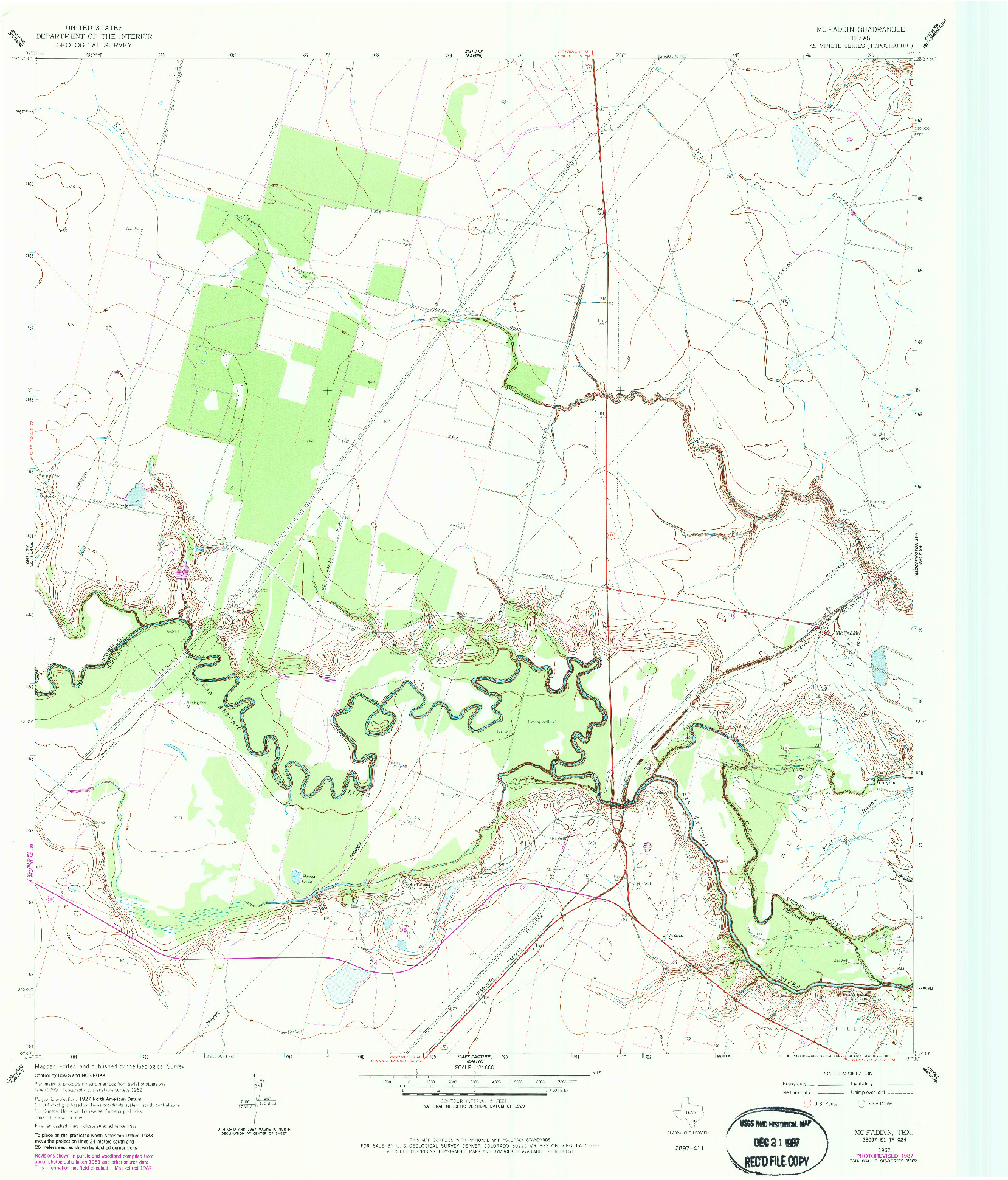 USGS 1:24000-SCALE QUADRANGLE FOR MCFADDIN, TX 1962