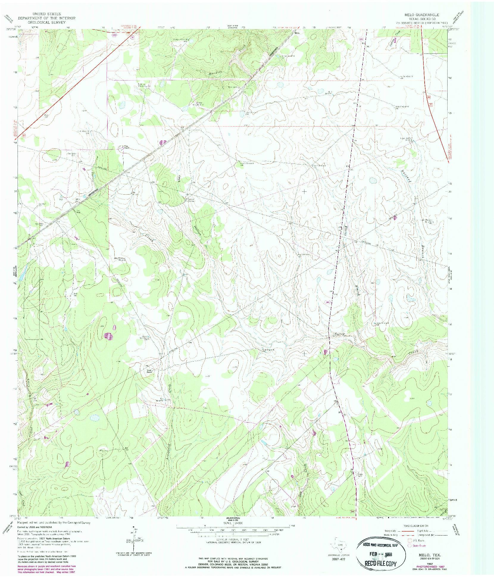 USGS 1:24000-SCALE QUADRANGLE FOR MELO, TX 1962