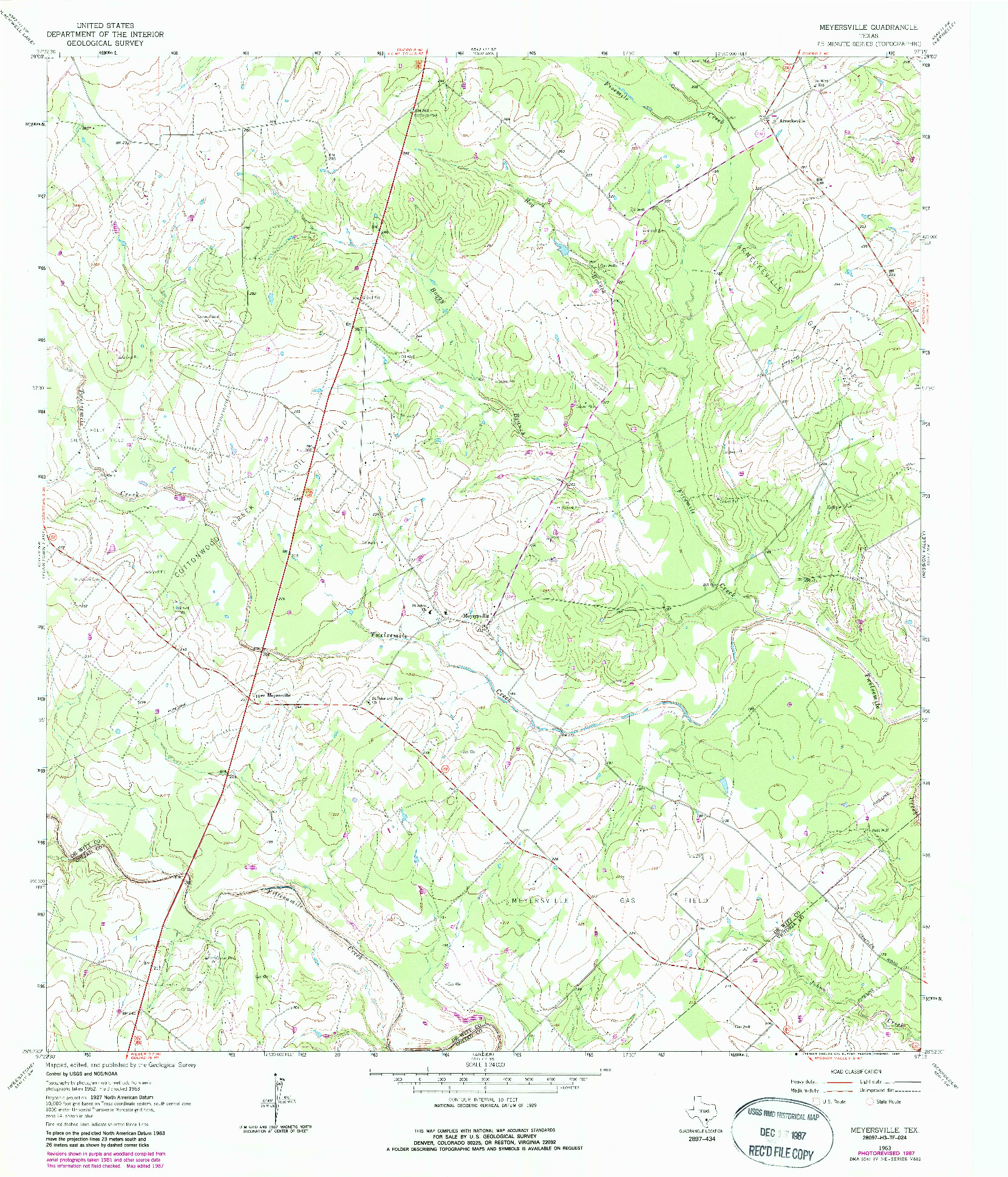 USGS 1:24000-SCALE QUADRANGLE FOR MEYERSVILLE, TX 1963