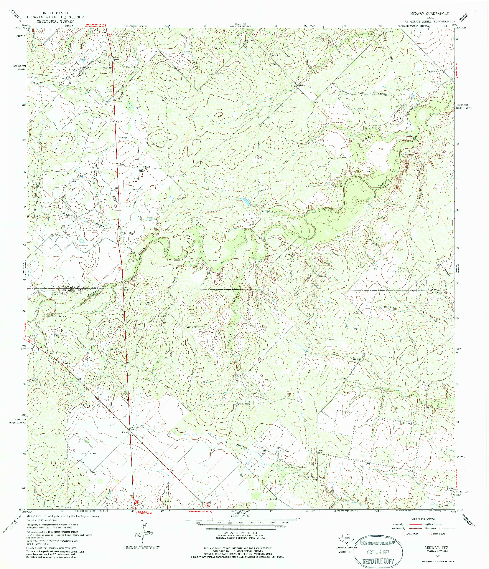 USGS 1:24000-SCALE QUADRANGLE FOR MIDWAY, TX 1963