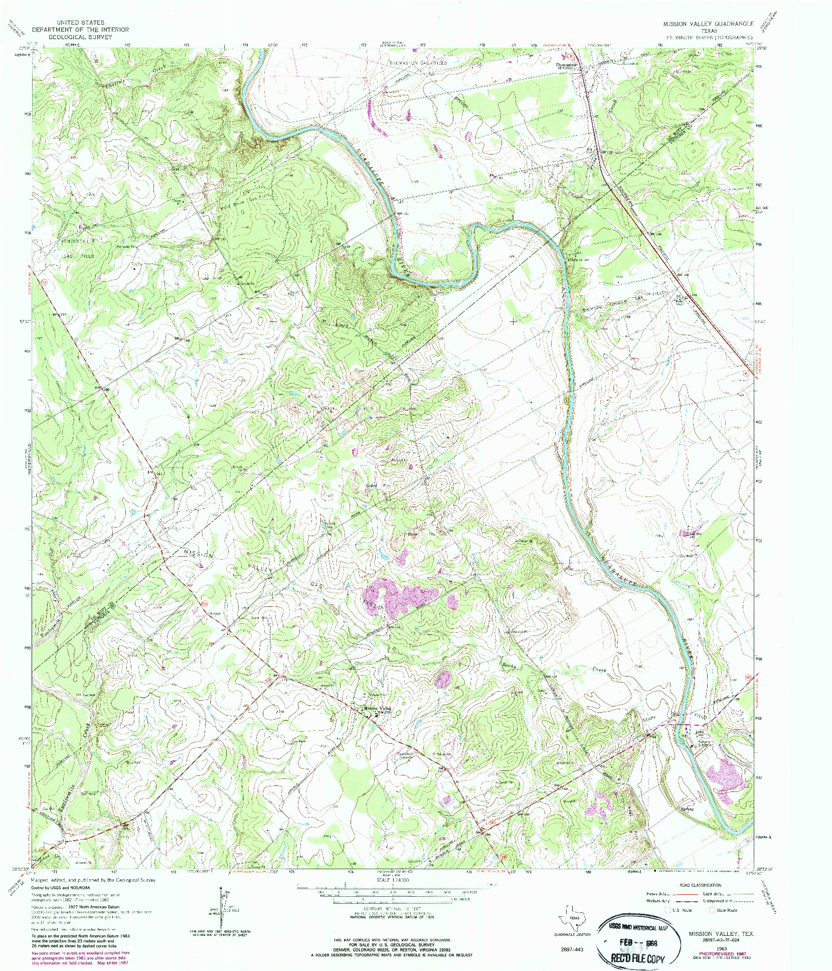 USGS 1:24000-SCALE QUADRANGLE FOR MISSION VALLEY, TX 1963