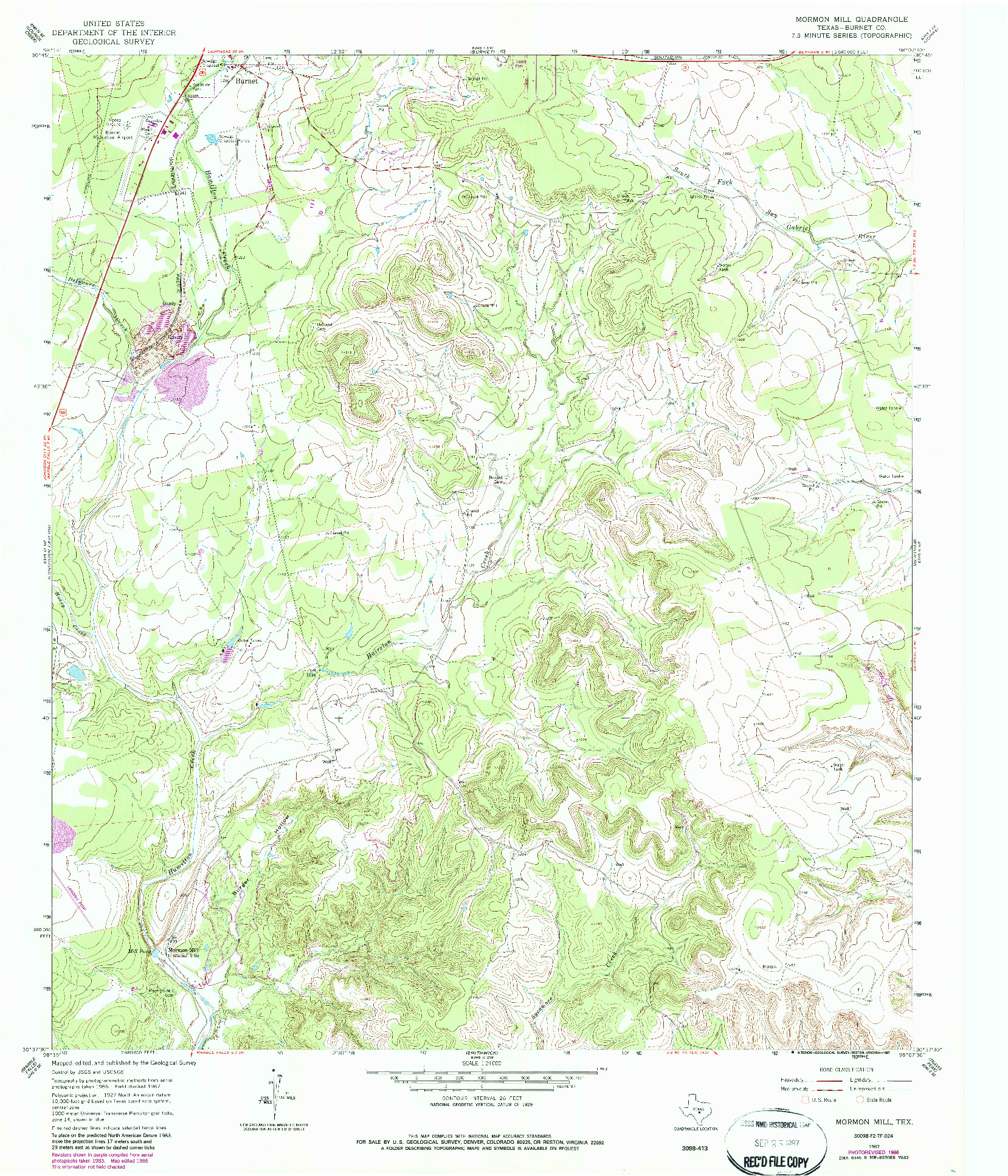 USGS 1:24000-SCALE QUADRANGLE FOR MORMON MILL, TX 1967