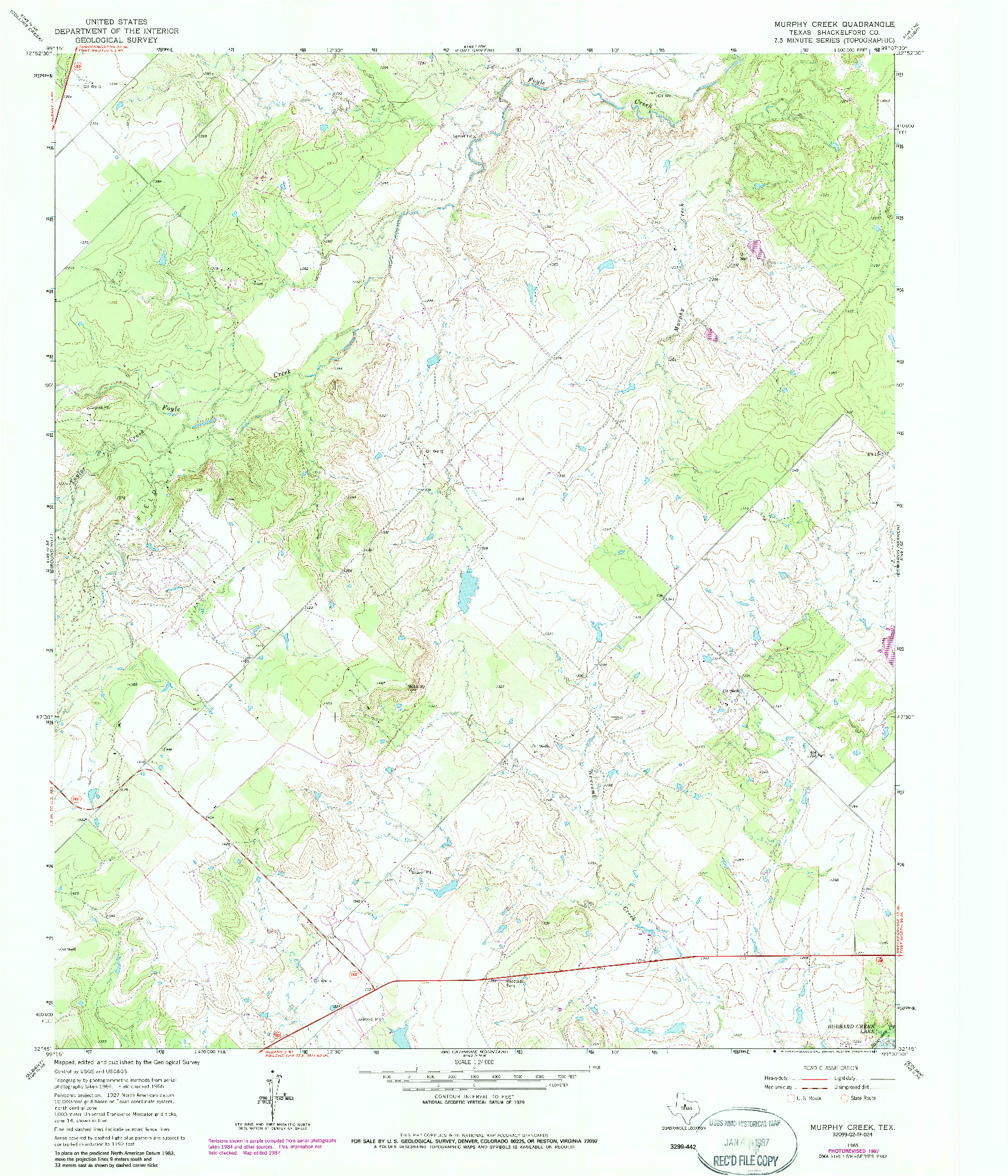 USGS 1:24000-SCALE QUADRANGLE FOR MURPHY CREEK, TX 1965