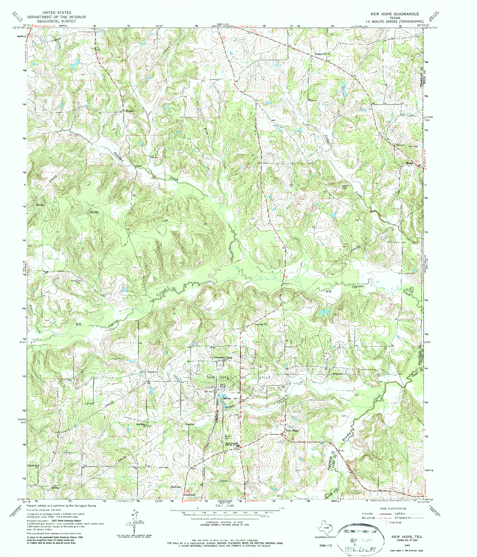 USGS 1:24000-SCALE QUADRANGLE FOR NEW HOPE, TX 1965