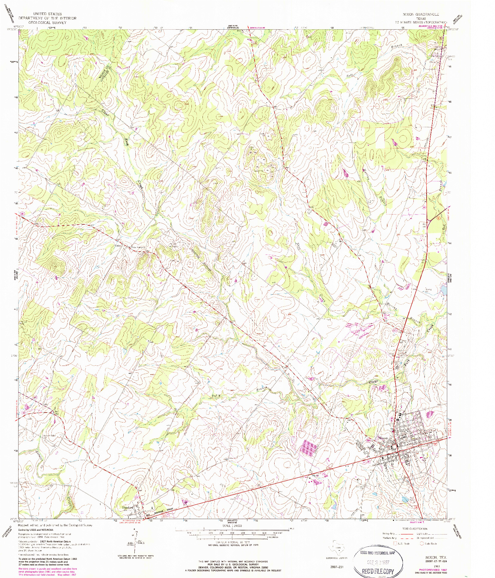 USGS 1:24000-SCALE QUADRANGLE FOR NIXON, TX 1961