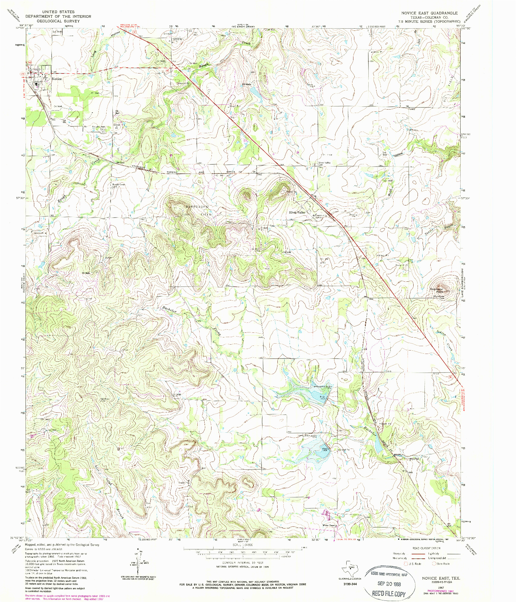 USGS 1:24000-SCALE QUADRANGLE FOR NOVICE EAST, TX 1967