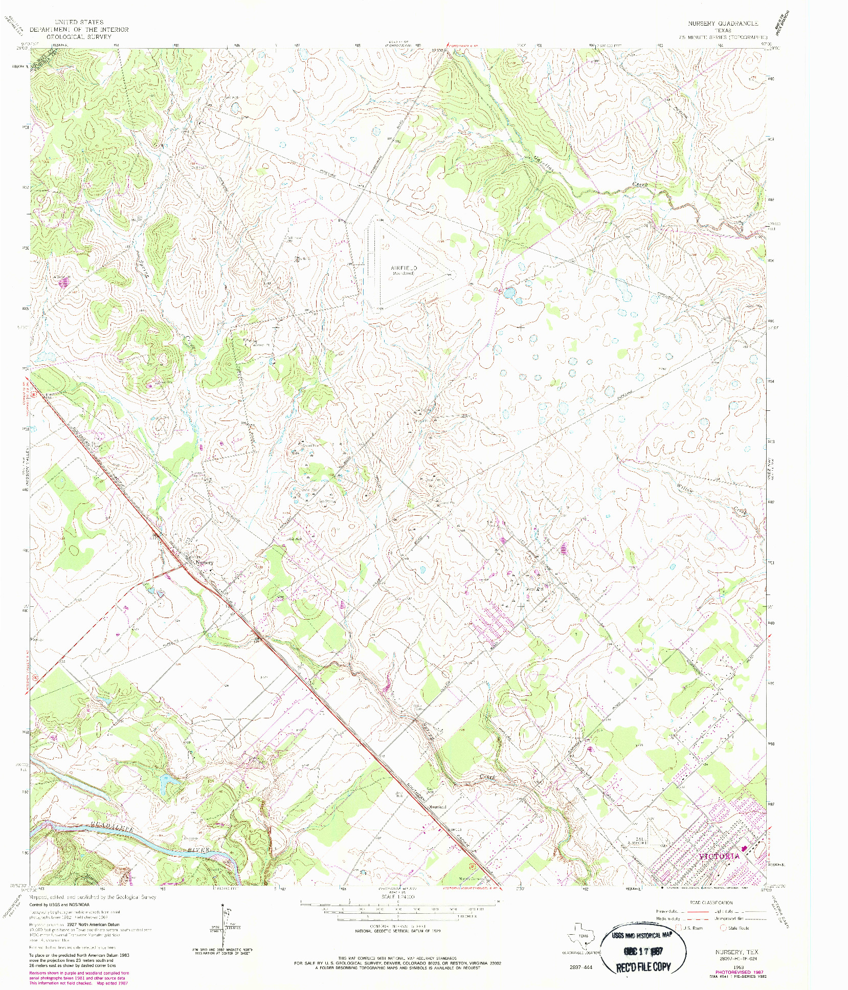 USGS 1:24000-SCALE QUADRANGLE FOR NURSERY, TX 1963