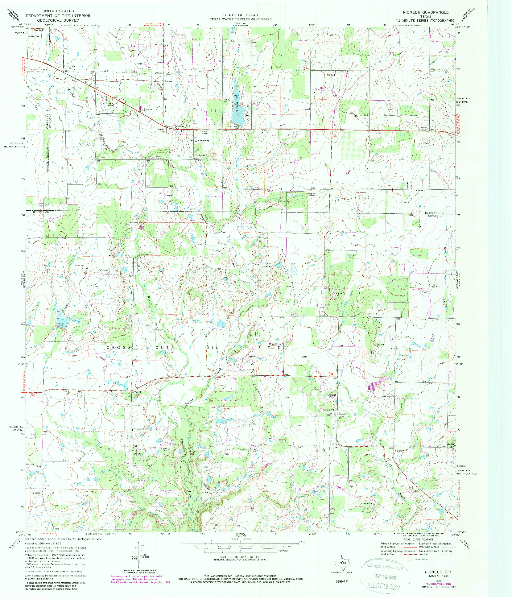 USGS 1:24000-SCALE QUADRANGLE FOR PIONEER, TX 1969