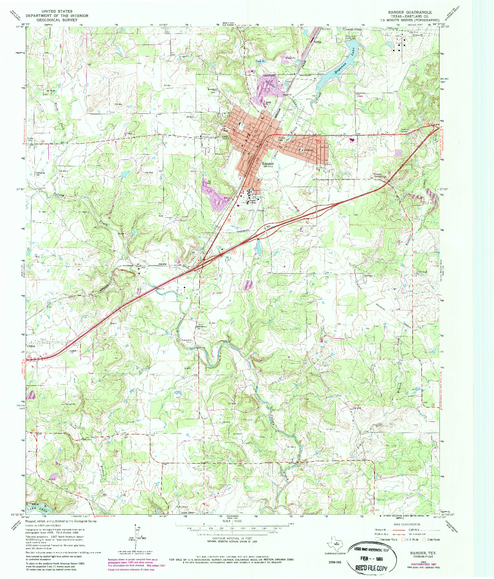 USGS 1:24000-SCALE QUADRANGLE FOR RANGER, TX 1966