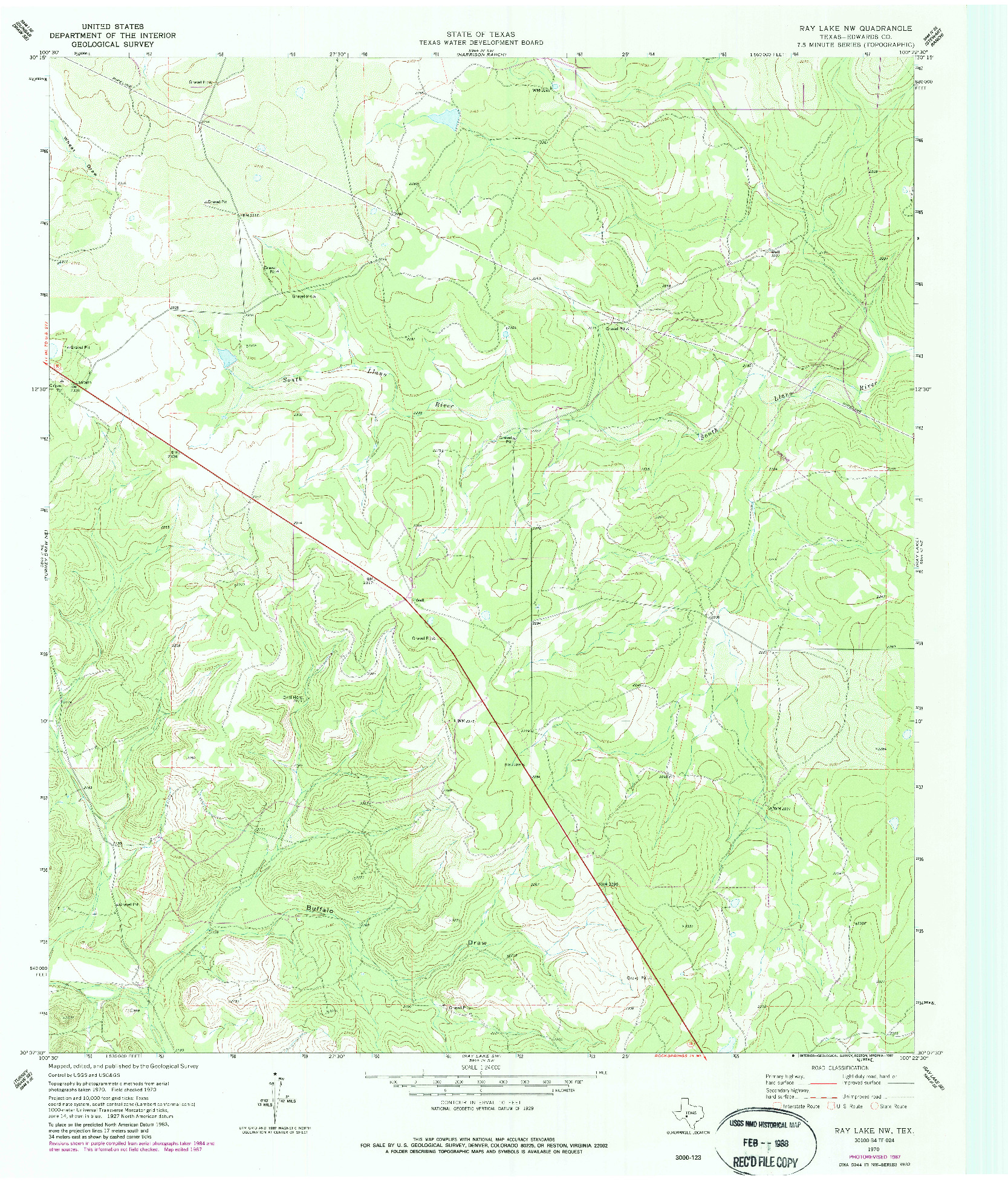 USGS 1:24000-SCALE QUADRANGLE FOR RAY LAKE NW, TX 1970