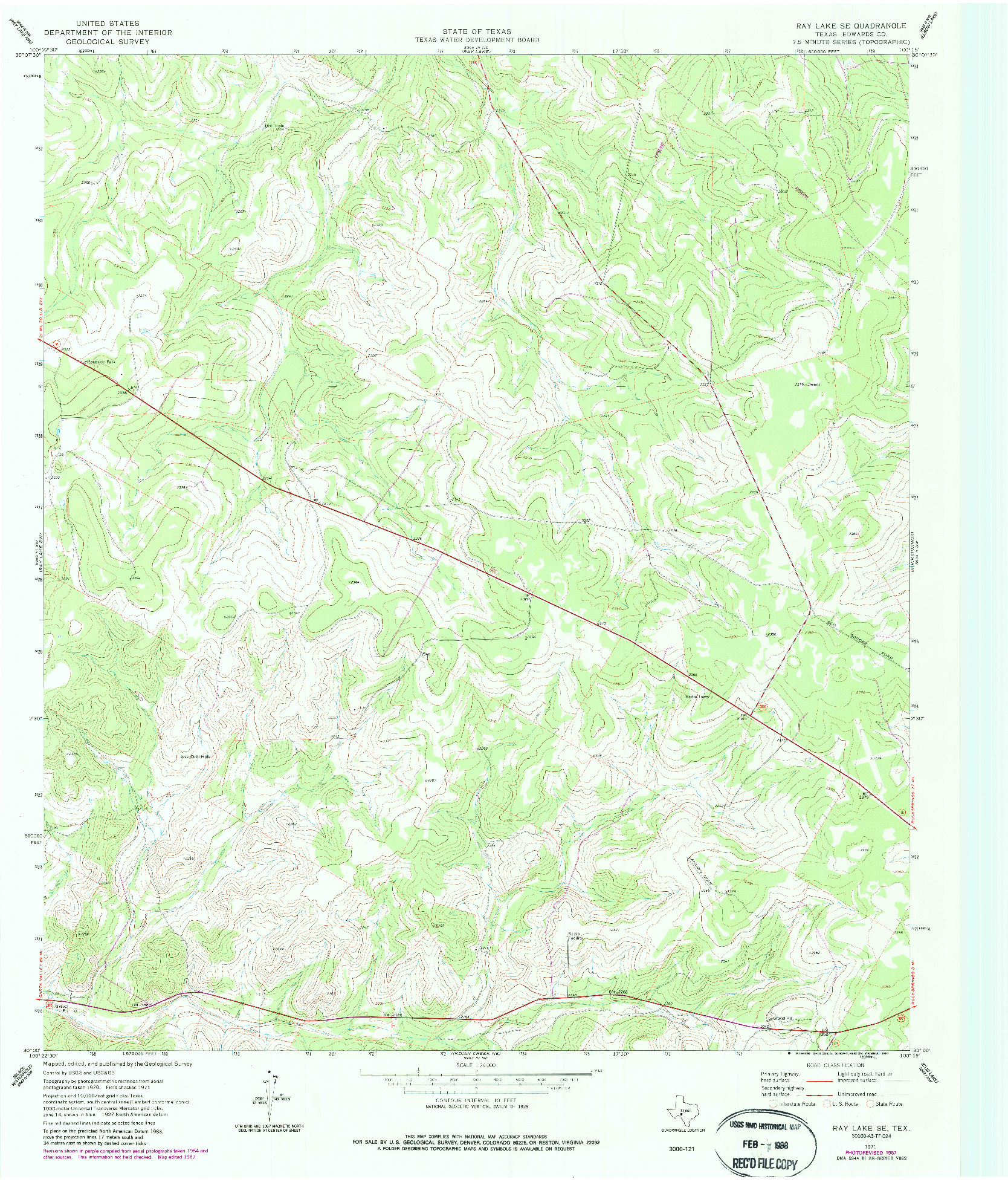 USGS 1:24000-SCALE QUADRANGLE FOR RAY LAKE SE, TX 1971