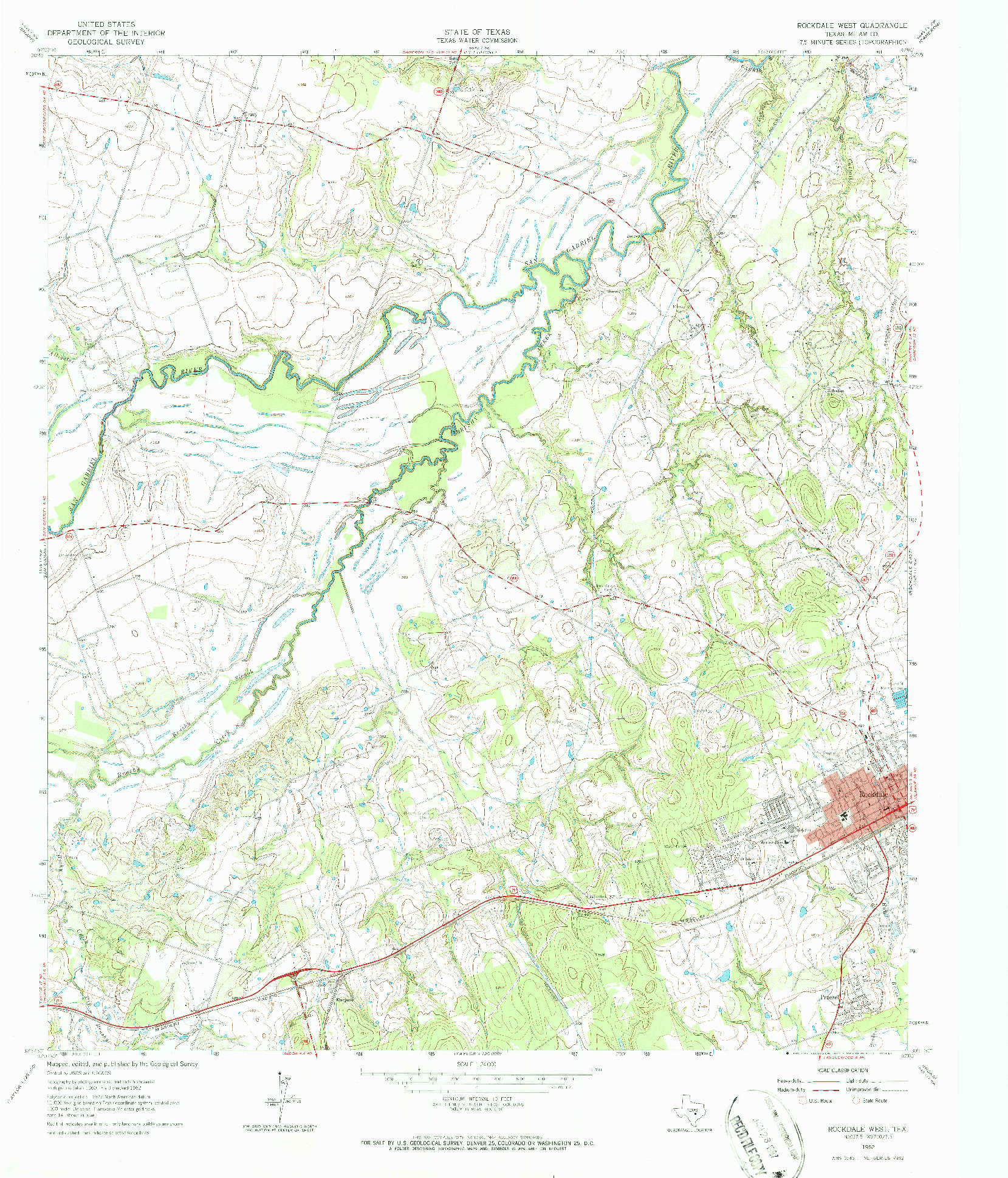 USGS 1:24000-SCALE QUADRANGLE FOR ROCKDALE WEST, TX 1962