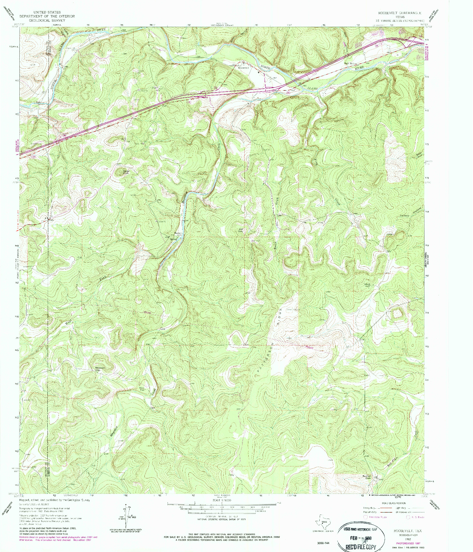 USGS 1:24000-SCALE QUADRANGLE FOR ROOSEVELT, TX 1962