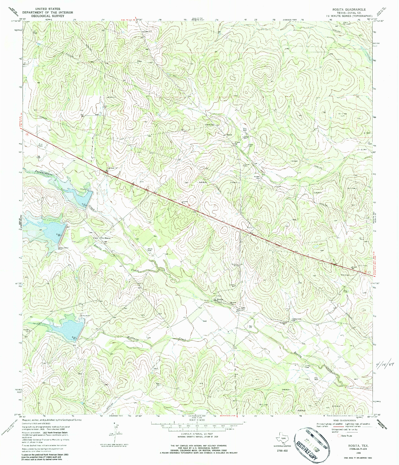 USGS 1:24000-SCALE QUADRANGLE FOR ROSITA, TX 1968