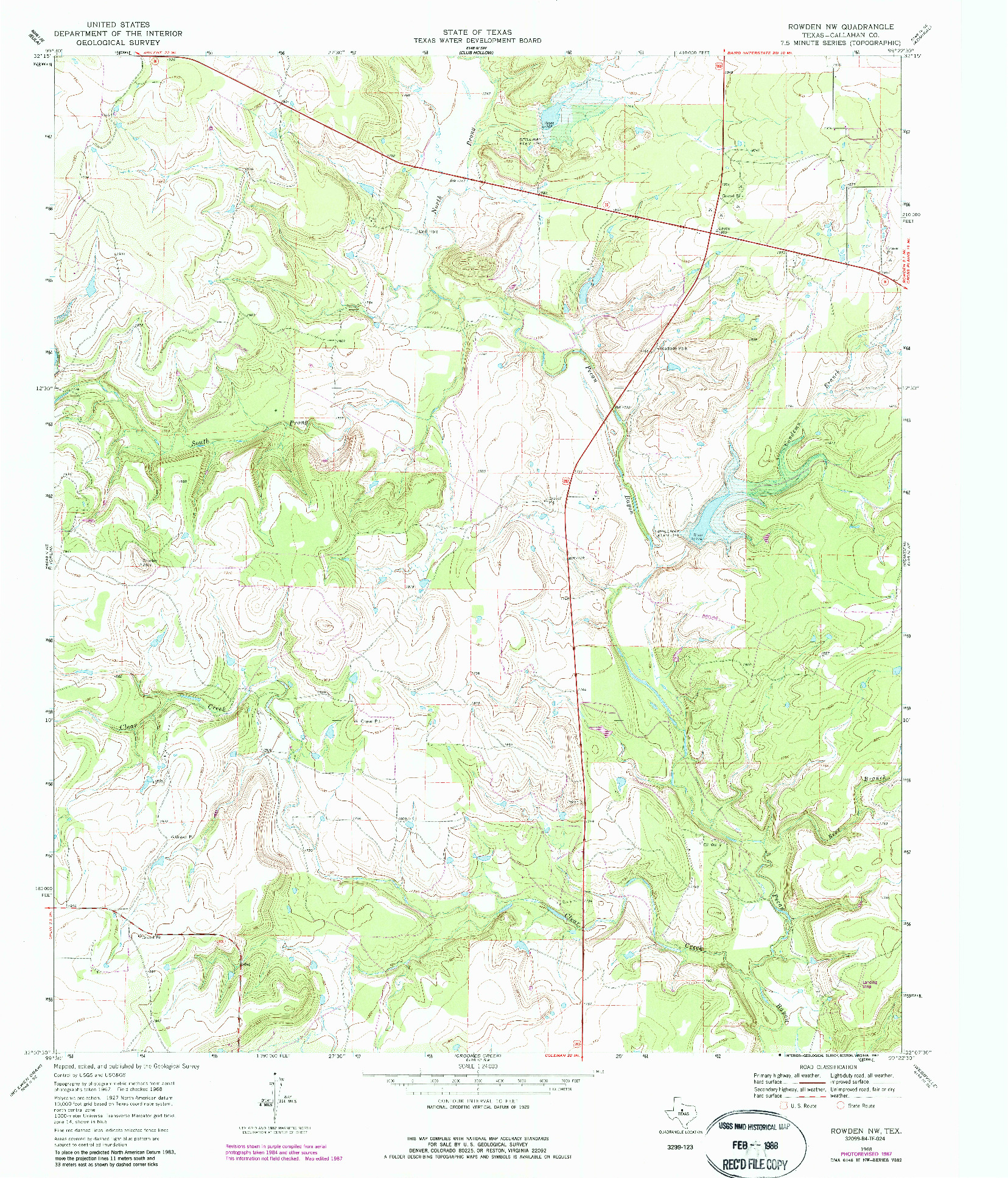 USGS 1:24000-SCALE QUADRANGLE FOR ROWDEN NW, TX 1968