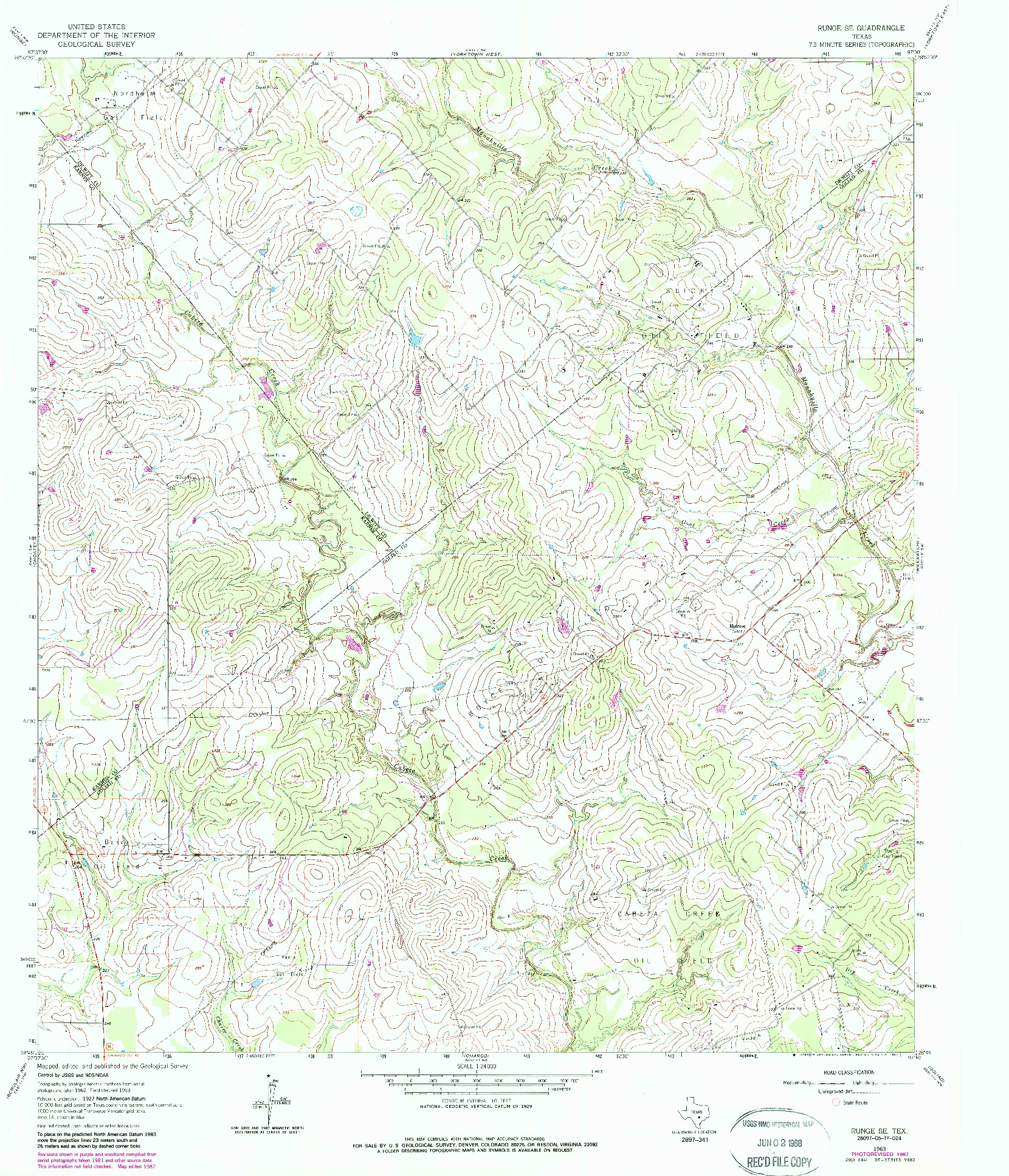 USGS 1:24000-SCALE QUADRANGLE FOR RUNGE SE, TX 1963