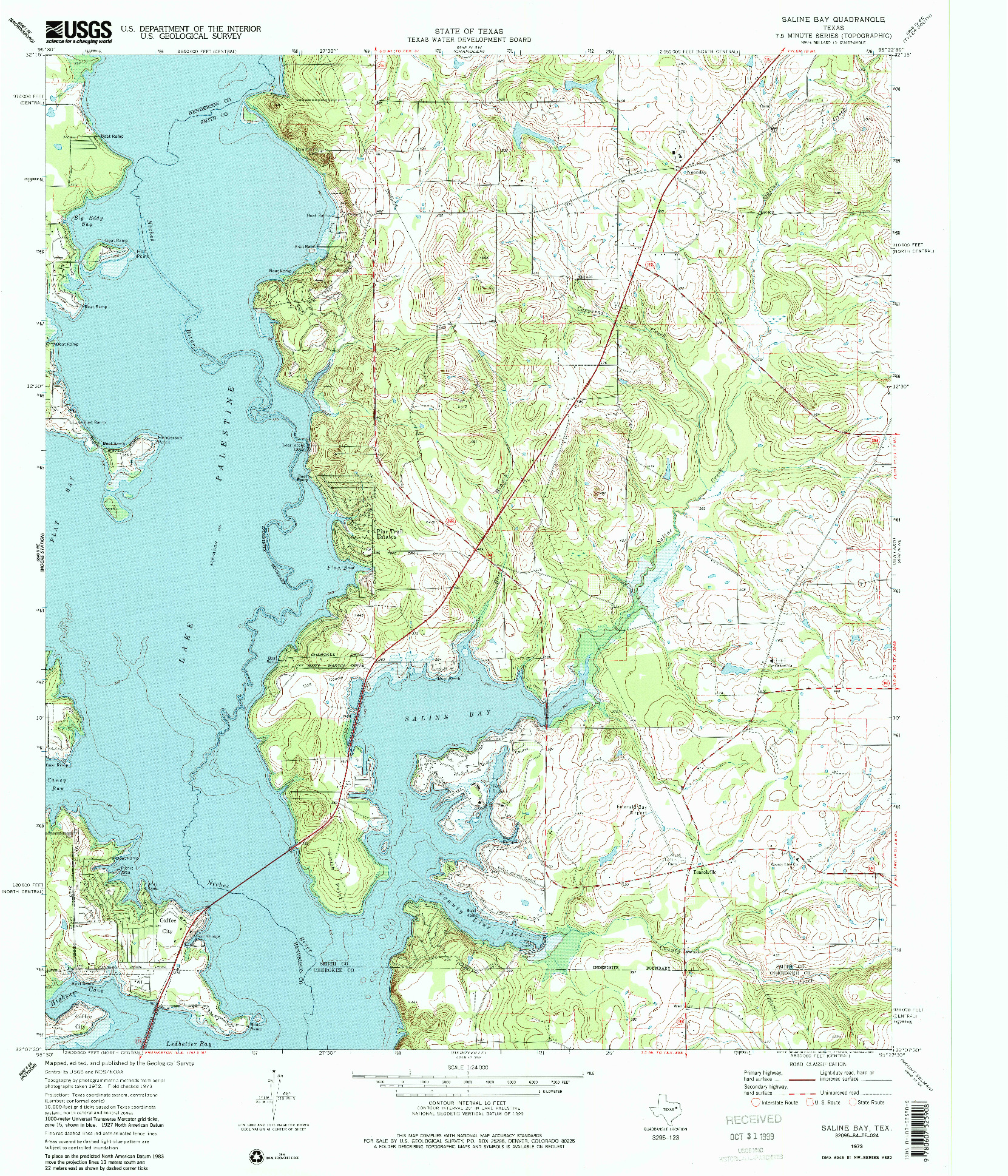 USGS 1:24000-SCALE QUADRANGLE FOR SALINE BAY, TX 1973